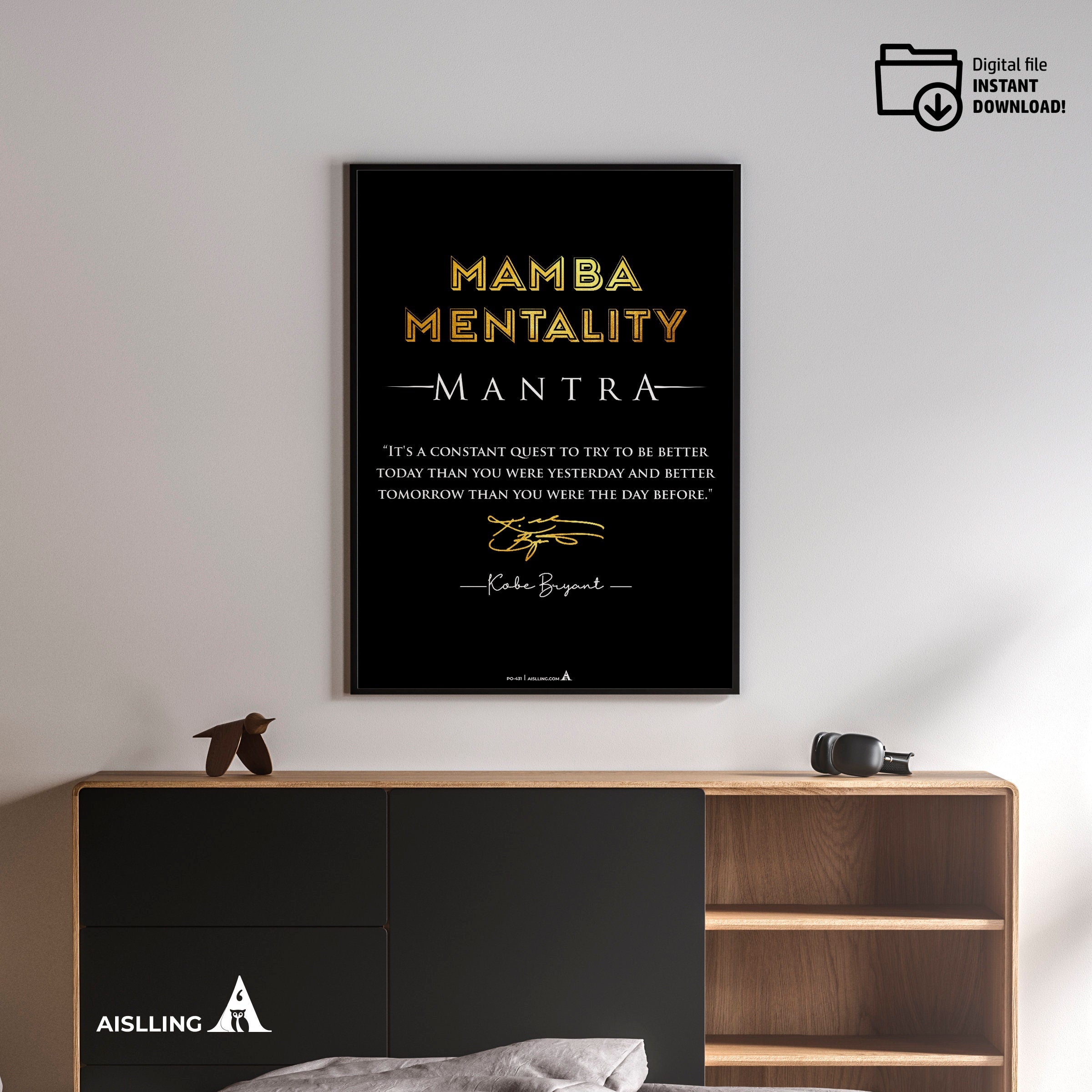 Aislling — Minimalist Mamba Mentality Quote, Kobe Bryant Mamba Mentality Definition Posters, NBA Black Mamb... | Aislling printable