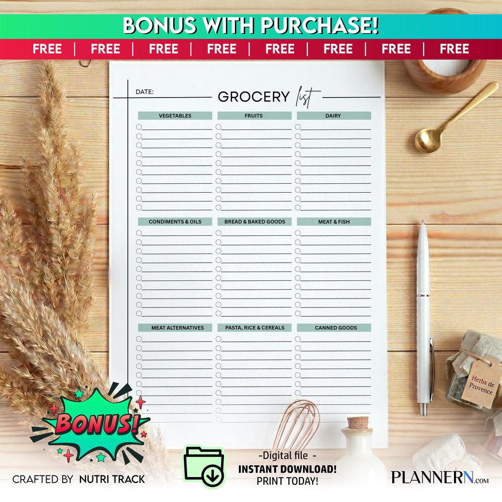 Plant Based Food Chart Printable, Vegan Food List, Whole Food Plant Based Guide, Healthy Eating Tracker PDF... | Nutri Track printable