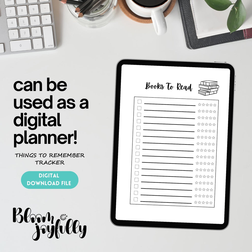 Daily Organizer — Things To Remember Bundle, Weekly & Monthly Planner, Books To Read, Movies To Watch, Reci... | Bloom Joyfully printable