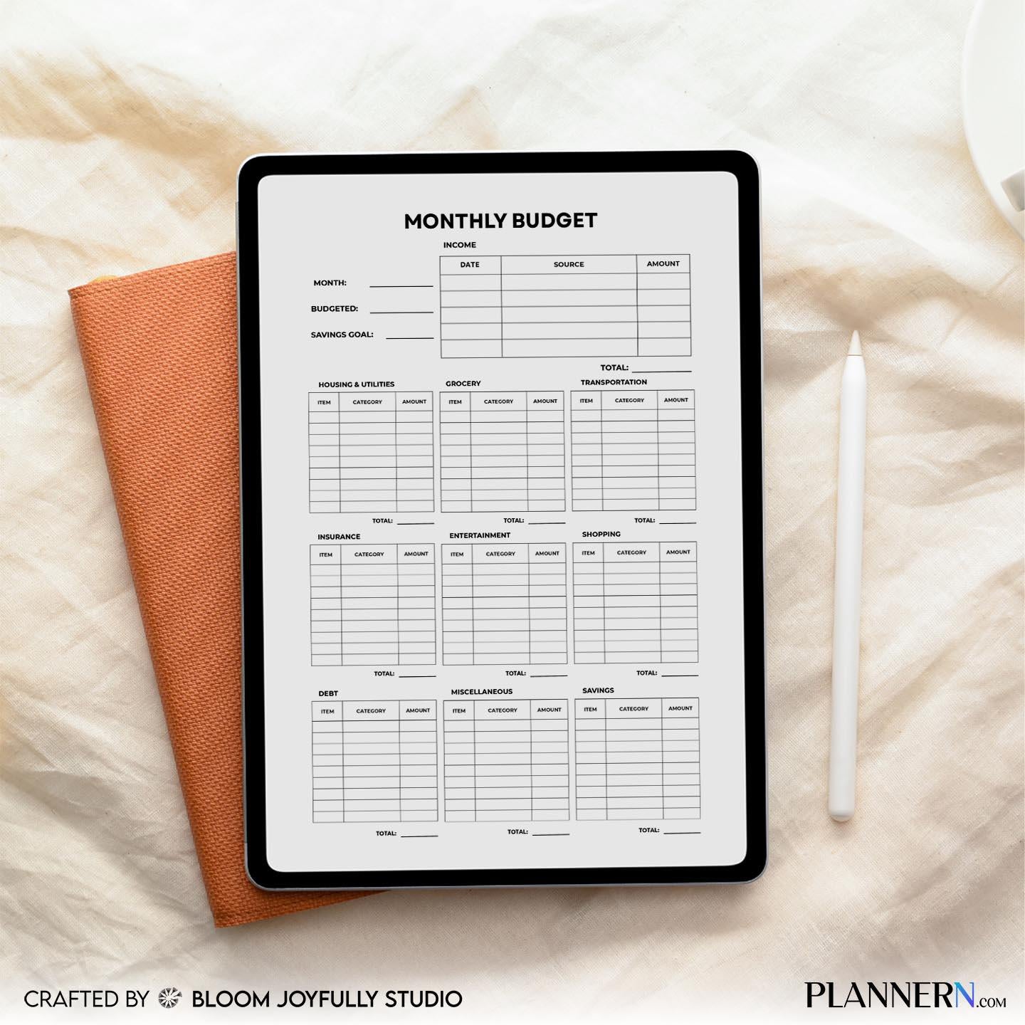 Bills Tracker — Monthly Budget Planner PRINTABLE, Expense Tracker Worksheet, Personal Finance Organizer, In... | Bloom Joyfully printable
