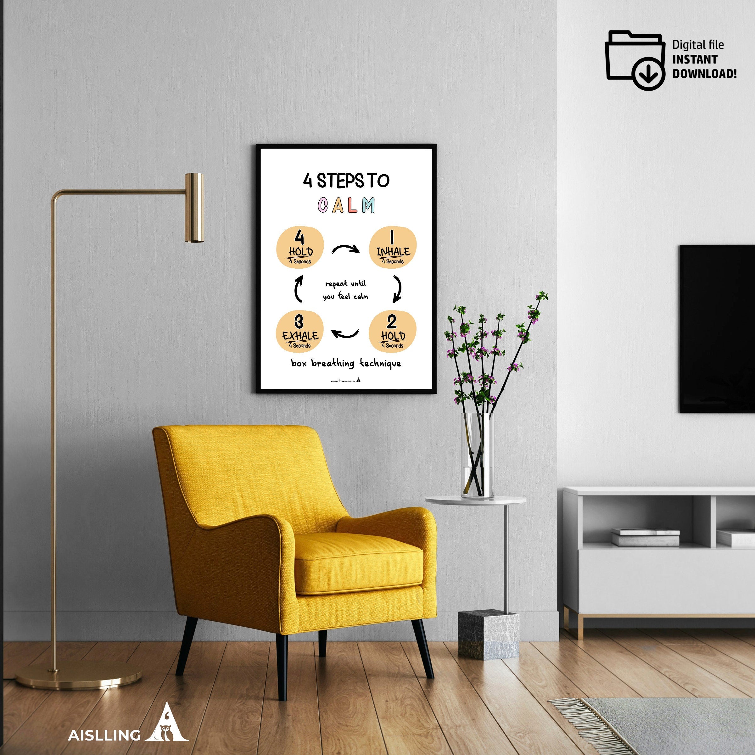 Adhd Worksheets — Anxiety, breathing technique, calming corner, mindfulness technique poster, therapy offic... | Mindfulness printable