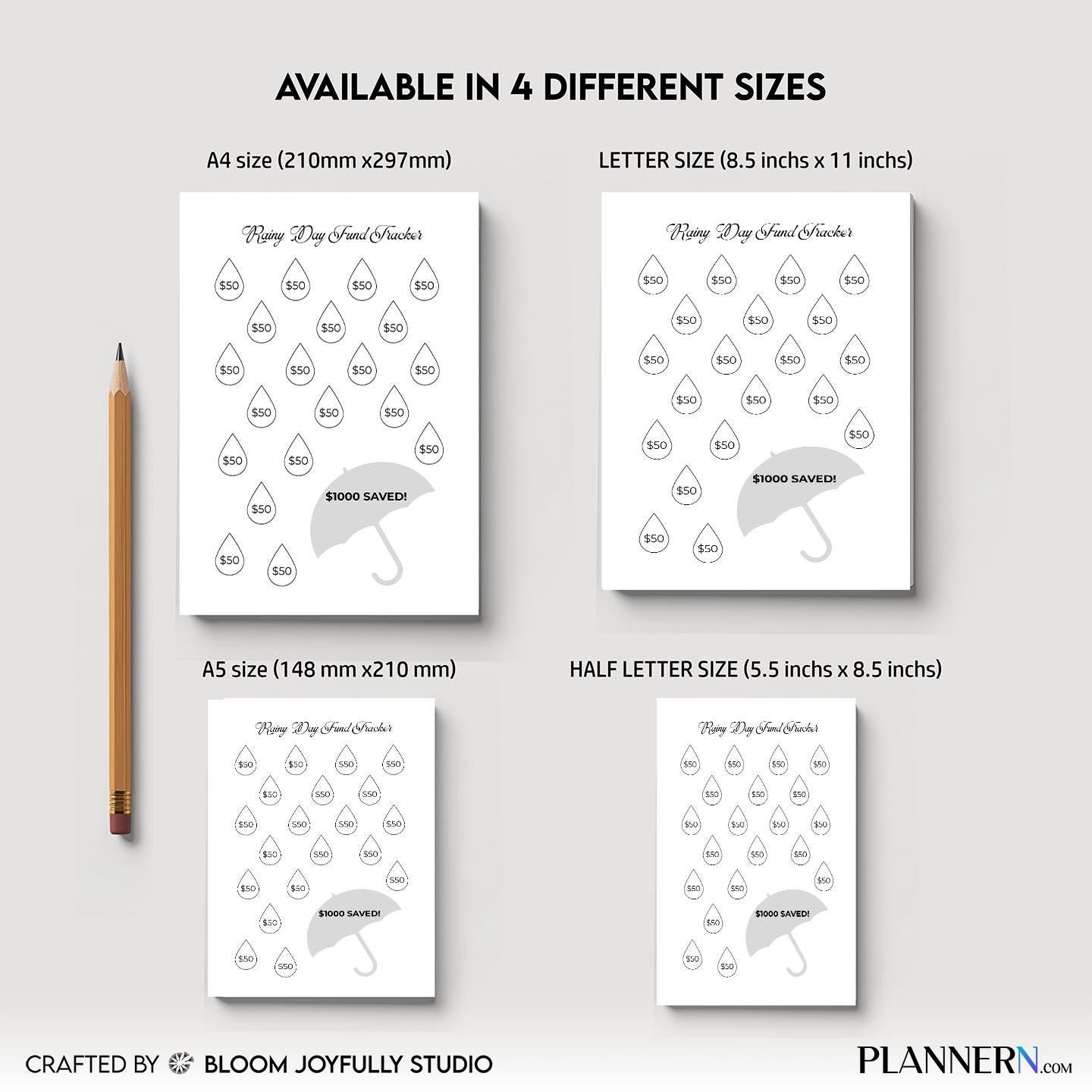 Budget Printable — Rainy Day Savings Tracker PRINTABLE, Emergency Savings tracker, Savings Goal Planner, Bu... | Bloom Joyfully printable