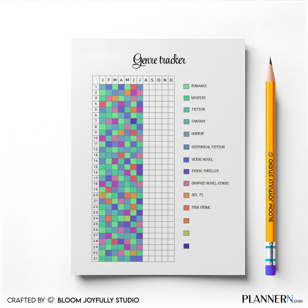 Book Log Printable — Genre Tracker PRINTABLE, Book Log, Reading Journal, Reading Tracker, Reading Planner I... | Bloom Joyfully printable