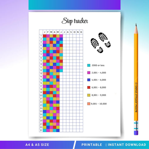 Activity Tracker — Step Tracker PRINTABLE, Yearly Steps Tracker, Walking & Fitness Log, Healthy Habit Plann... | Nutri Track printable