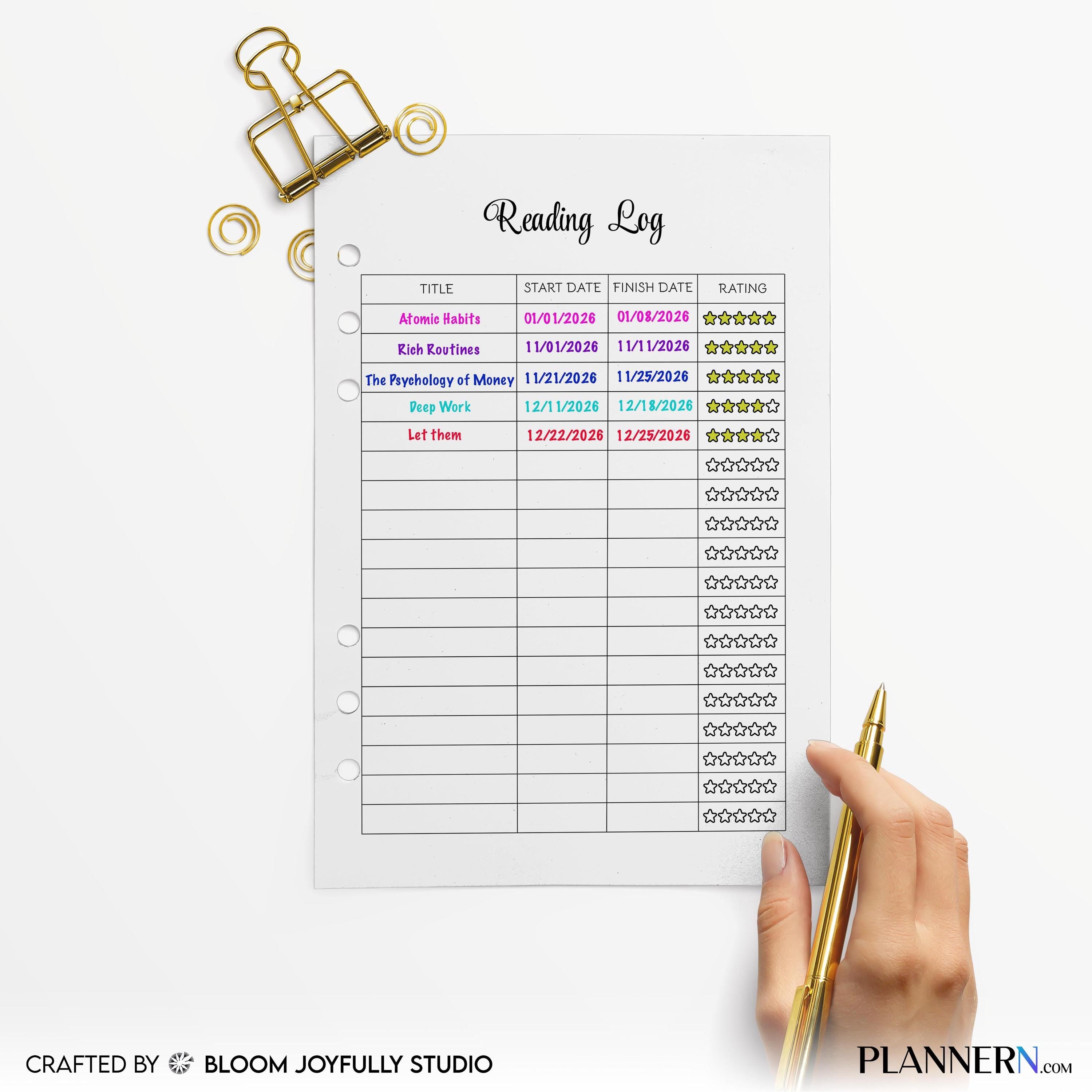 Book Journal — Reading Log PRINTABLE, Reading Log, Book Tracker, Habit Tracker, Reading Chart, Reading Trac... | Bloom Joyfully printable