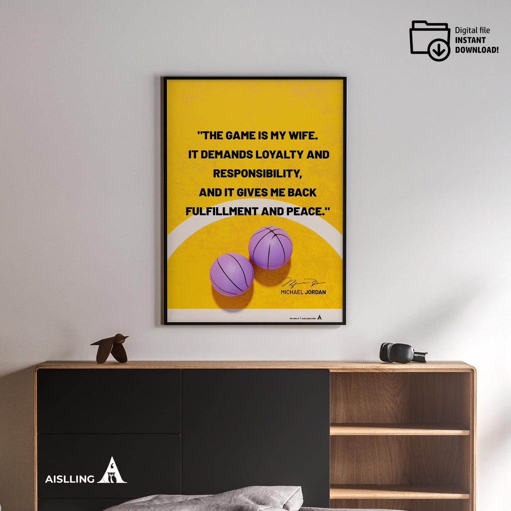 Basketball Art — Michael Jordan Inspirational Quote Poster: Basketball Legend Art (Digital Download) | Aislling printable