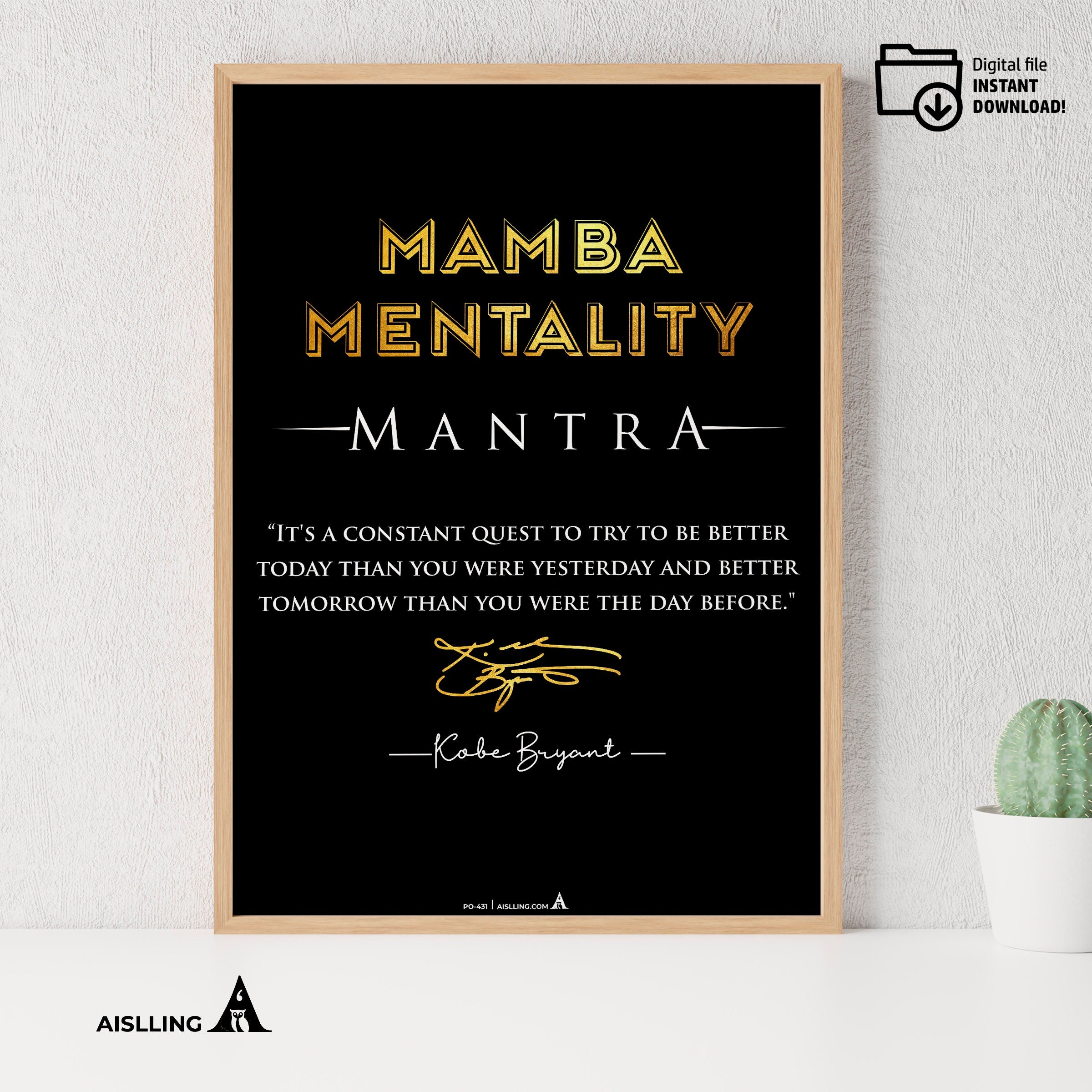 Aislling — Minimalist Mamba Mentality Quote, Kobe Bryant Mamba Mentality Definition Posters, NBA Black Mamb... | Aislling printable