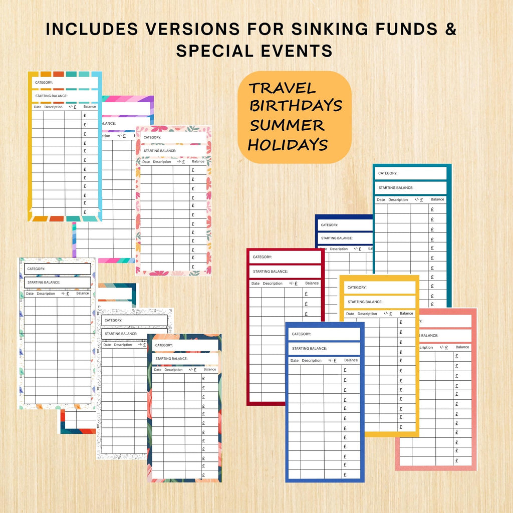 British Pounds — CASH Envelope Inserts (GBP) Printable PDF, 3x6 inch, Budgeting Inserts, Cash Spending Log,... | Bloom Joyfully printable