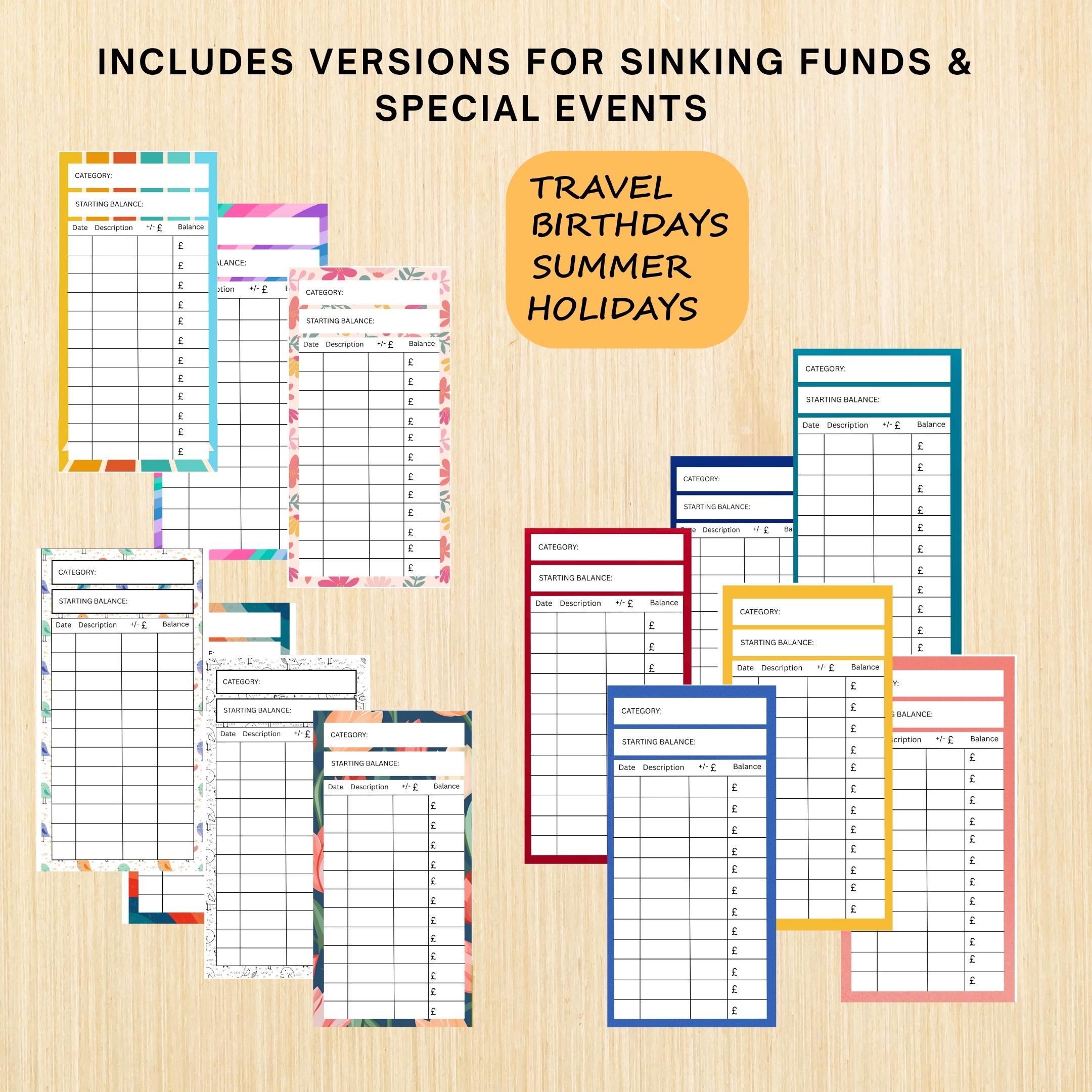 British Pounds — CASH Envelope Inserts (GBP) Printable PDF, 3x6 inch, Budgeting Inserts, Cash Spending Log,... | Bloom Joyfully printable