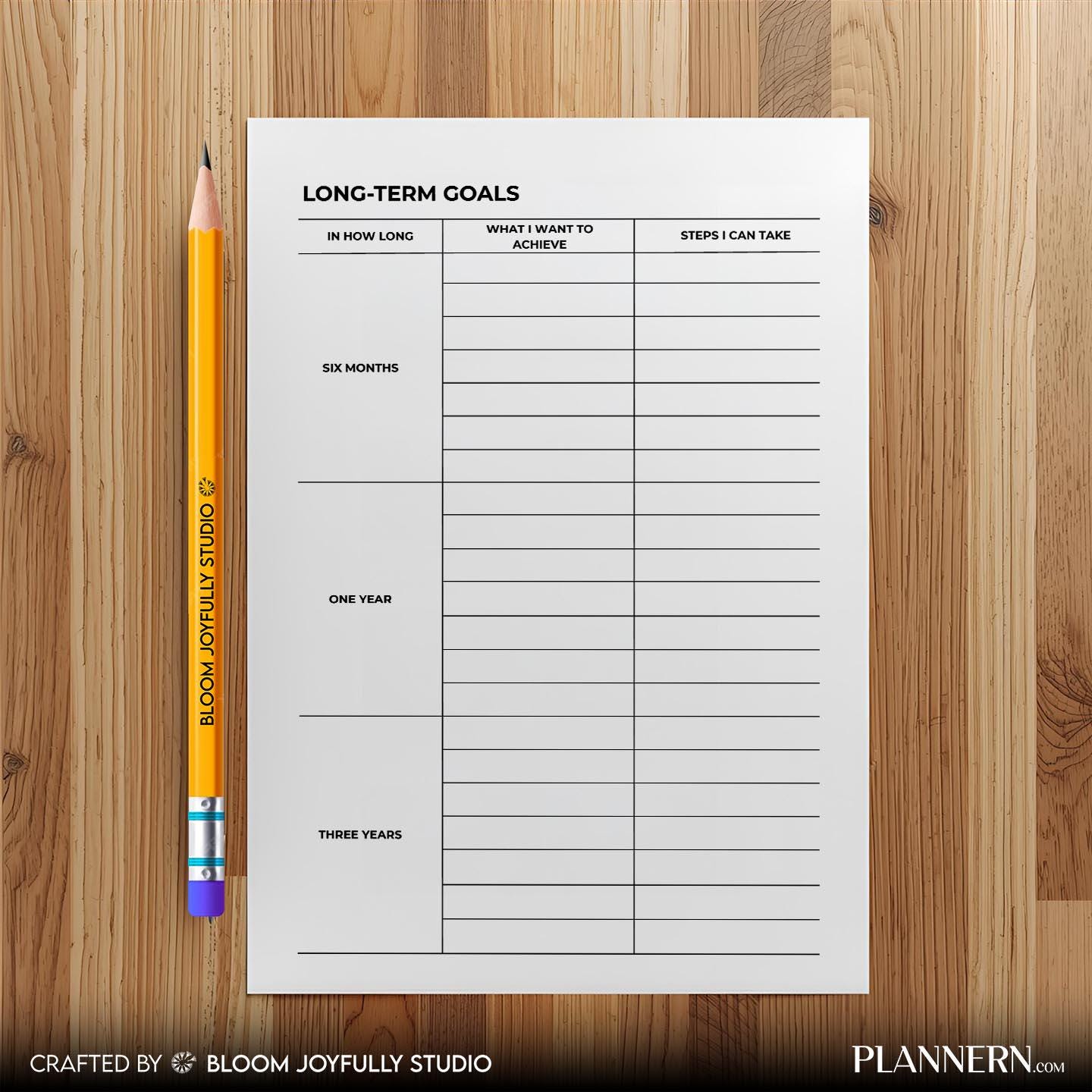 Digital Planner — Long Term Goals Planner PRINTABLE, Goal Setting, Life Planner, Productivity Tracker, Self... | Bloom Joyfully printable
