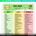 Allergy Food List — Soy Free Food List Printable, Soy Allergy Diet Planner, Foods to Eat & Avoid, Soy Free ... | Nutri Track printable
