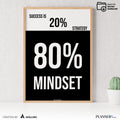 Business Motivation — Success is 80% Mindset– Motivational Quote Wall Art, Entrepreneur Office Decor, Busin... | Aislling printable