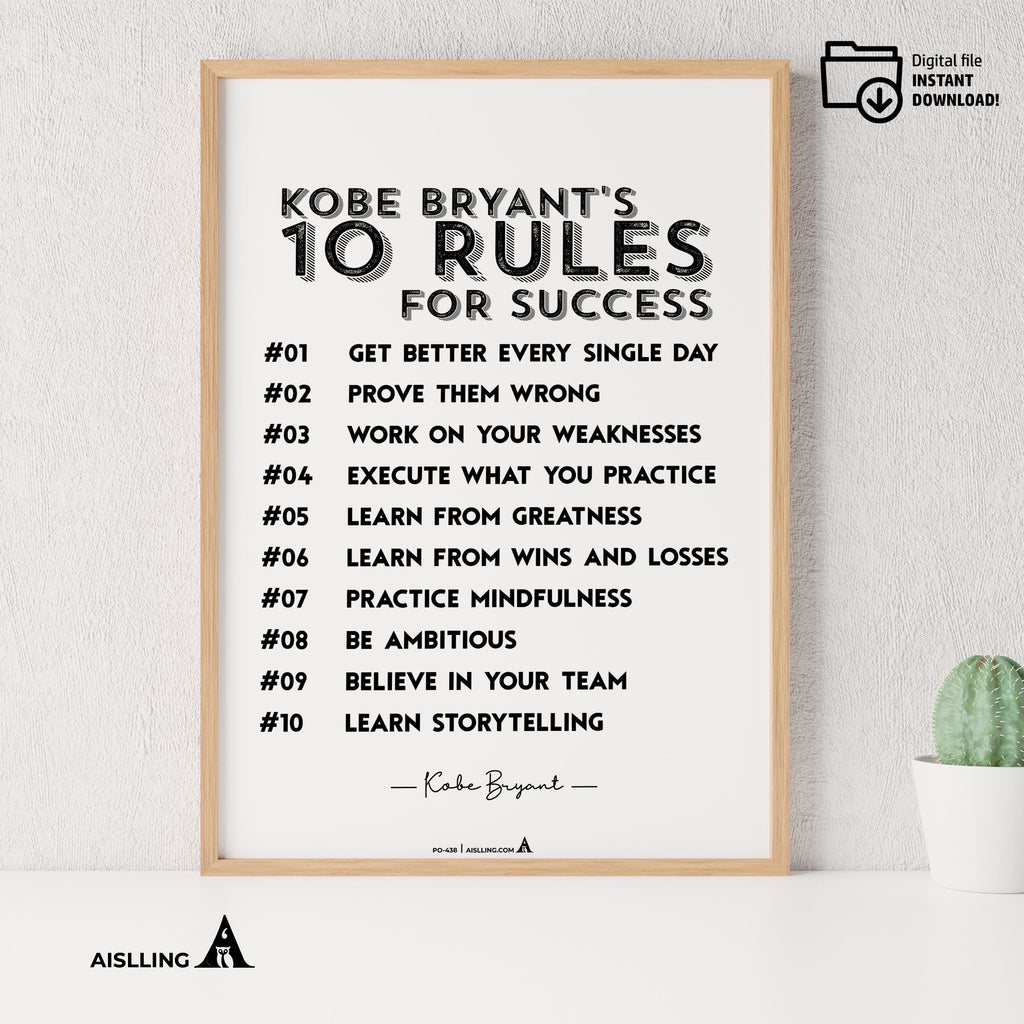 Art For Motivation — Minimalist Mamba Mentality Quote Kobe Bryant’s Poster, NBA Sports, Printable NBA Poste... | Aislling printable