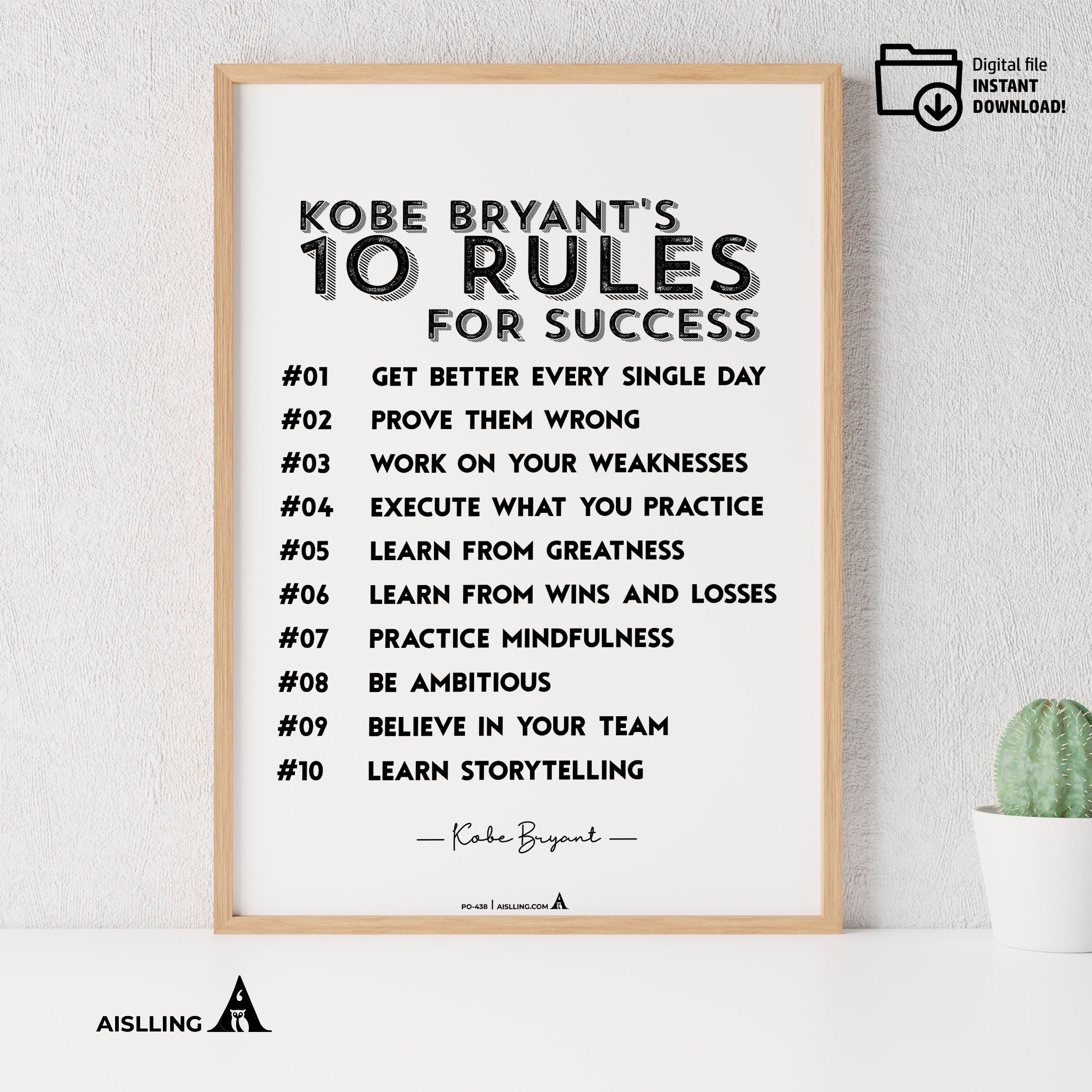 Art For Motivation — Minimalist Mamba Mentality Quote Kobe Bryant’s Poster, NBA Sports, Printable NBA Poste... | Aislling printable