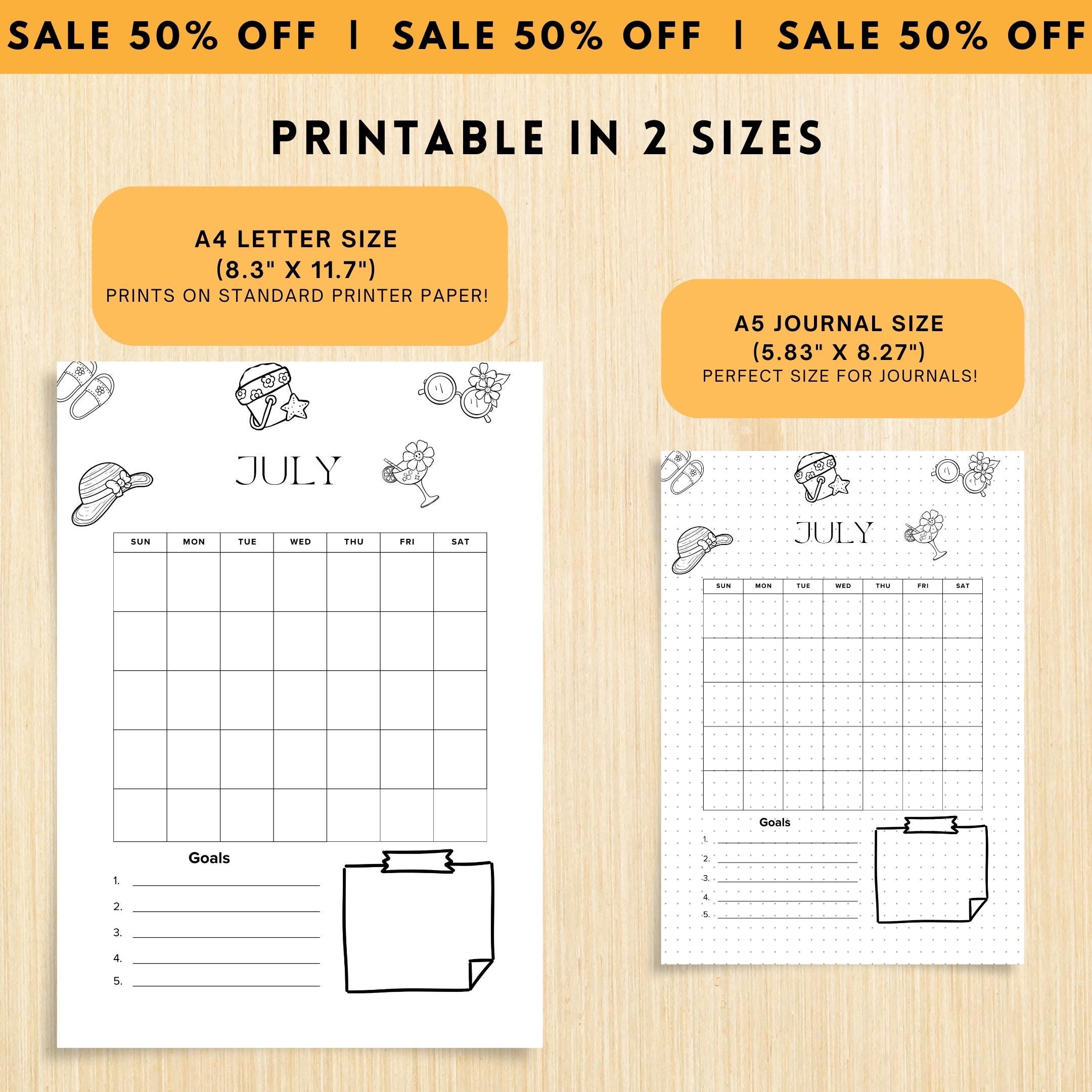 PRINTABLE 12 Month Calendar, Monthly Planner, Journal Calendar, PRINTABLE CALENDAR, Printable Digital Calen... | Bloom Joyfully printable