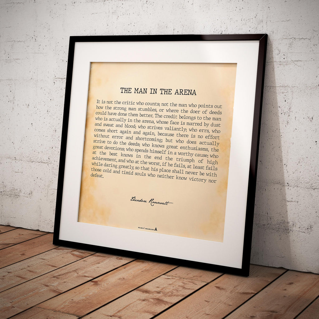 Black And White — The Man In The Arena Quote, Printable Wall Art, Theodore Roosevelt Daring Greatly Inspira... | Aislling printable