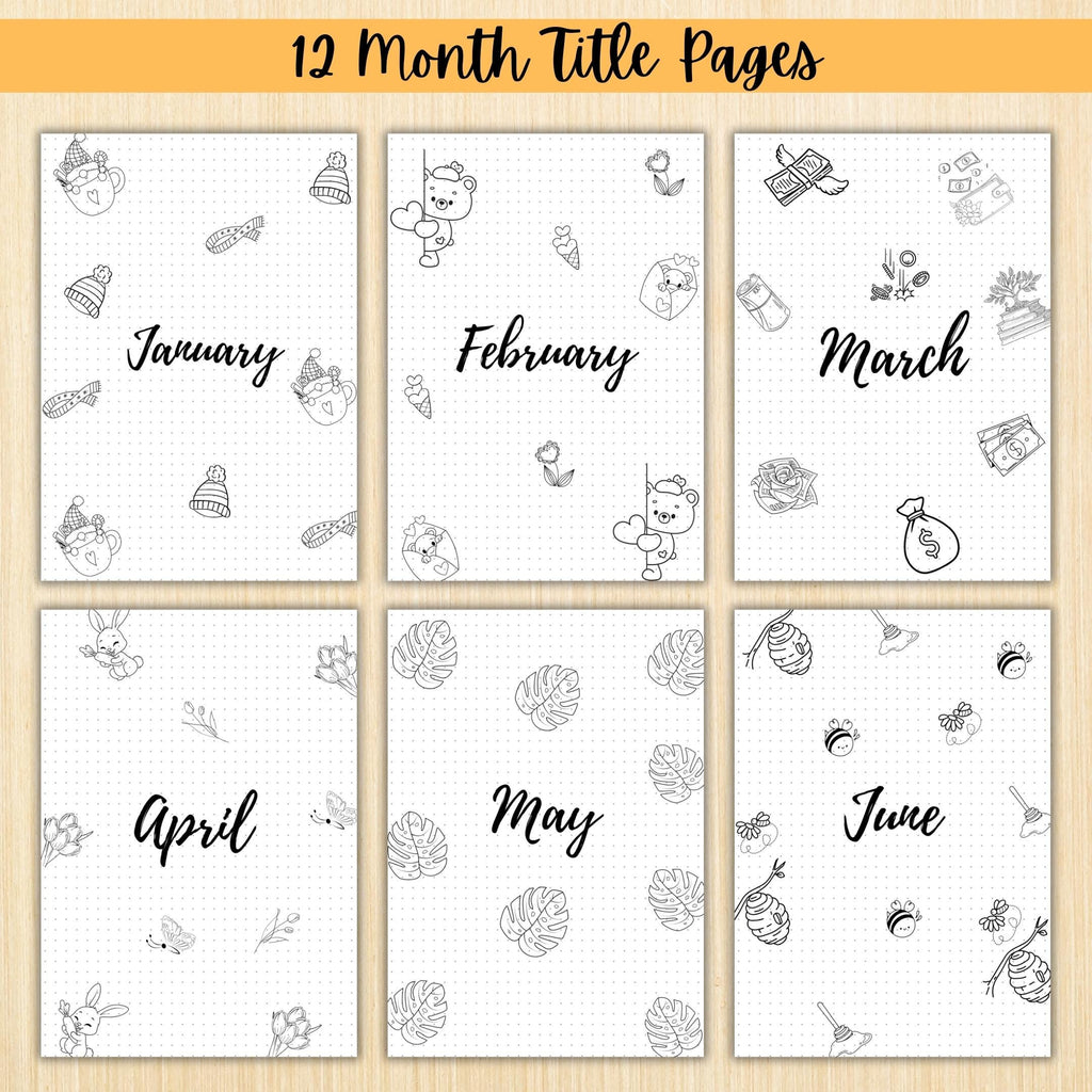 12 Month Cover Pages — 12 Month Title Page Bundle, Printable Monthly Planner Covers, PRINTABLE TITLE PAGE, ... | Bloom Joyfully printable