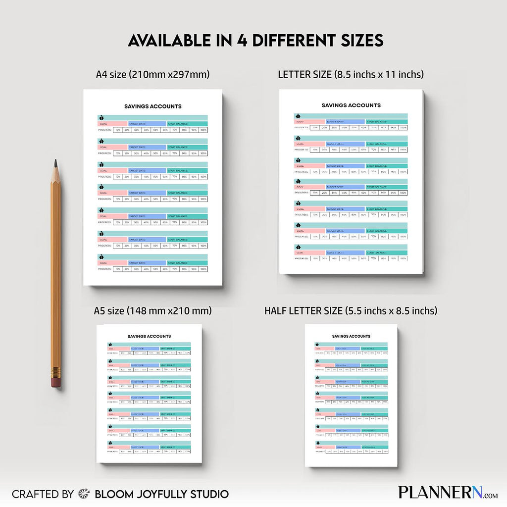 Budget Printable — Savings Account Tracker PRINTABLE, Monthly Savings Planner, Budget Insert PDF Download, ... | Bloom Joyfully printable