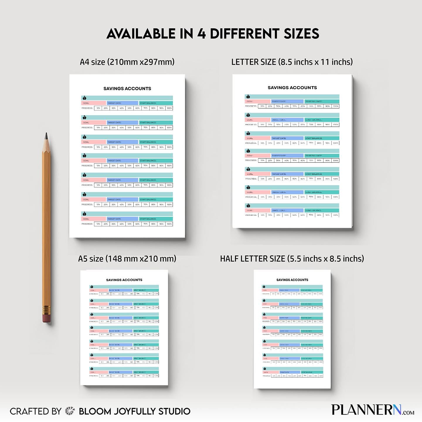 Budget Printable — Savings Account Tracker PRINTABLE, Monthly Savings Planner, Budget Insert PDF Download, ... | Bloom Joyfully printable