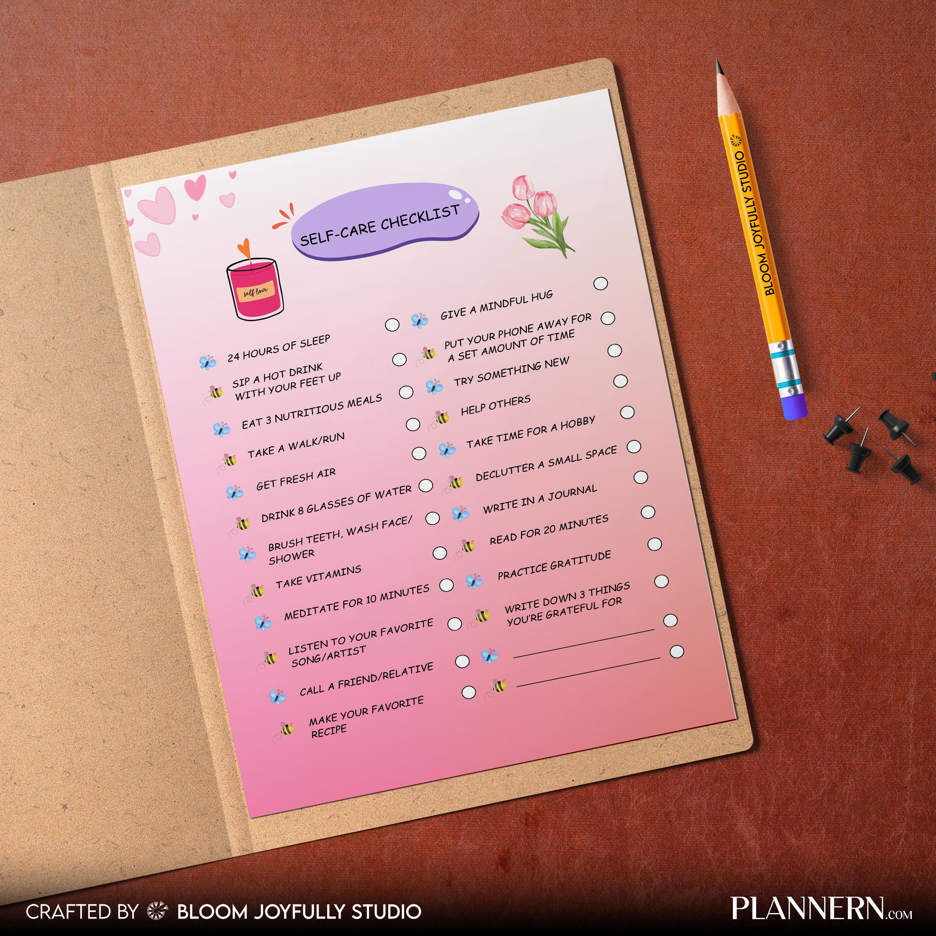 Anxiety Planner — Daily Self Care Checklist, Self, Care Planner, Wellness Bucket List, Self Care Activity, ... | Mindfulness printable