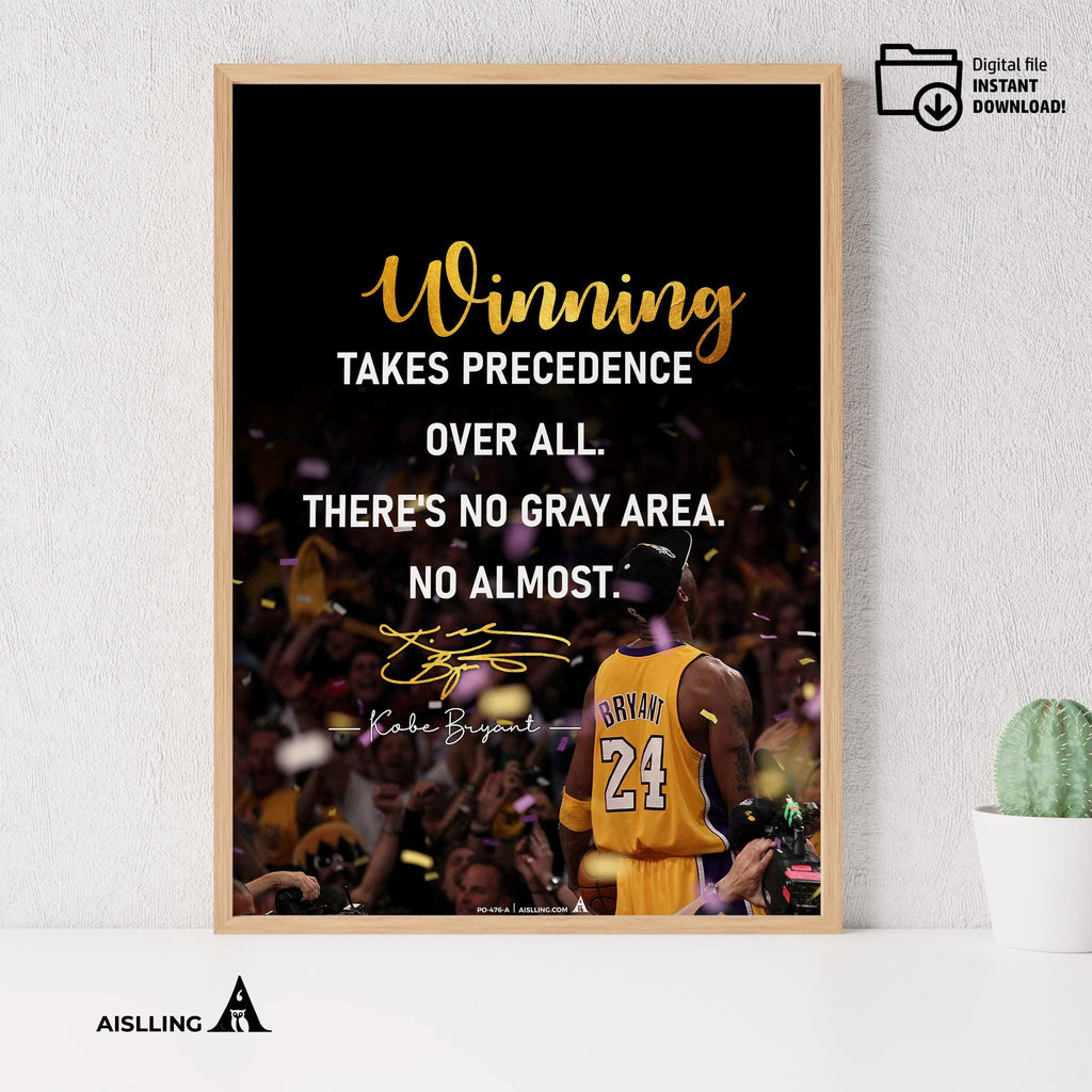 Best Gift For Mom — Kobe Bryant Poster, Minimalist Basketball Printable Quote Wall Art, NBA Black Mamba Mot... | Aislling printable