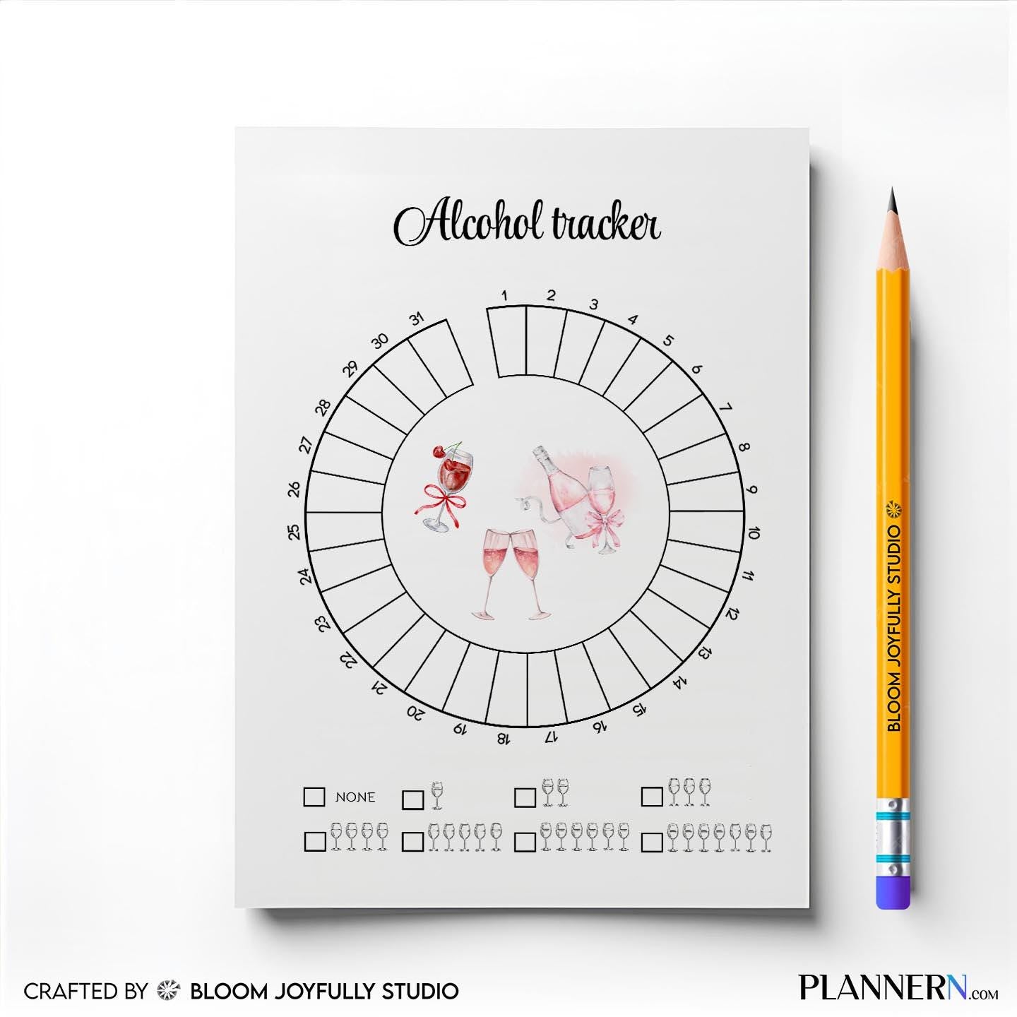 Alcohol Log — Alcohol Consumption Tracker Printable, Drink Log Template, Monthly Drinking Habit Tracker, We... | Bloom Joyfully printable