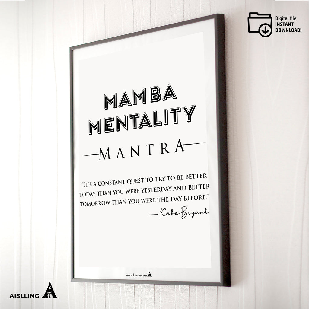 Aislling — Kobe Bryant Mamba Mentality Definition Posters, NBA Black Mamba Basketball Mindset Printable Wal... | Aislling printable