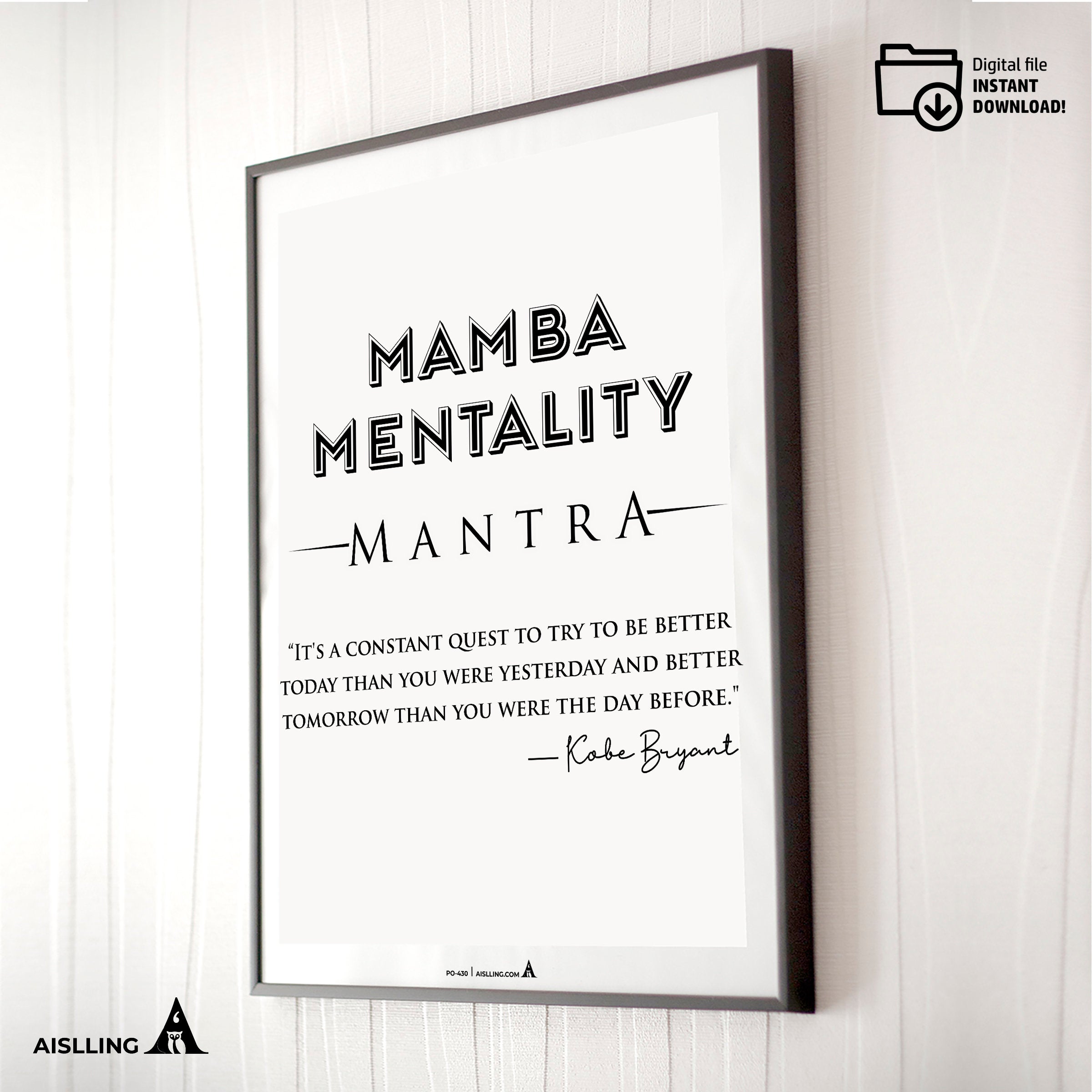 Aislling — Kobe Bryant Mamba Mentality Definition Posters, NBA Black Mamba Basketball Mindset Printable Wal... | Aislling printable