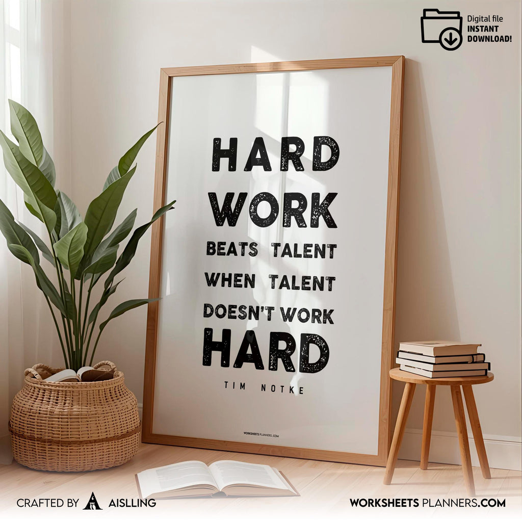 Aislling — Hard work beats Quotes, NBA Sports, Printable NBA Poster, Teenager kid basketball gift, NBA post... | Aislling printable