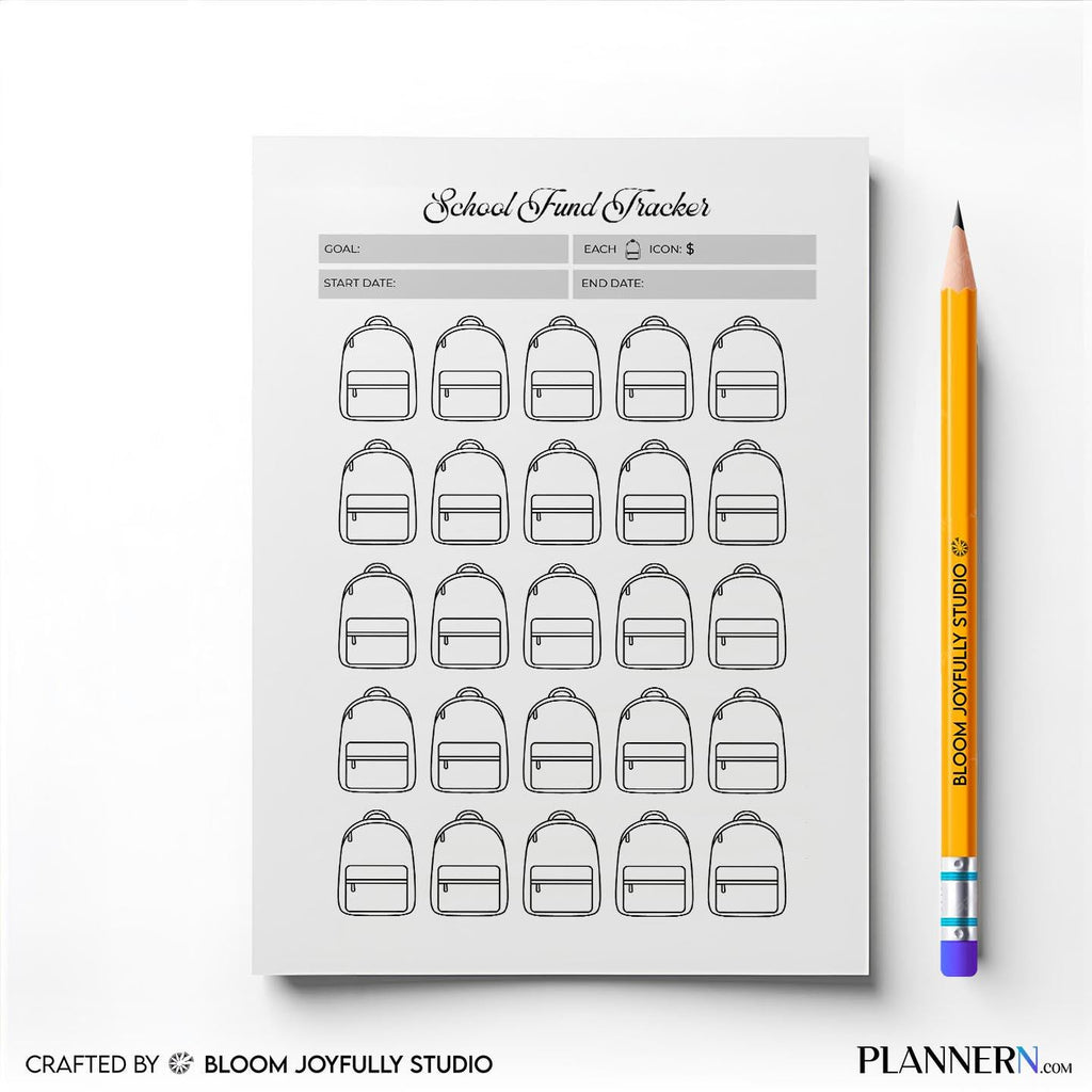 Back To School — School Fund Tracker PRINTABLE, Education Savings Tracker, School Savings Planner, Savings ... | Bloom Joyfully printable