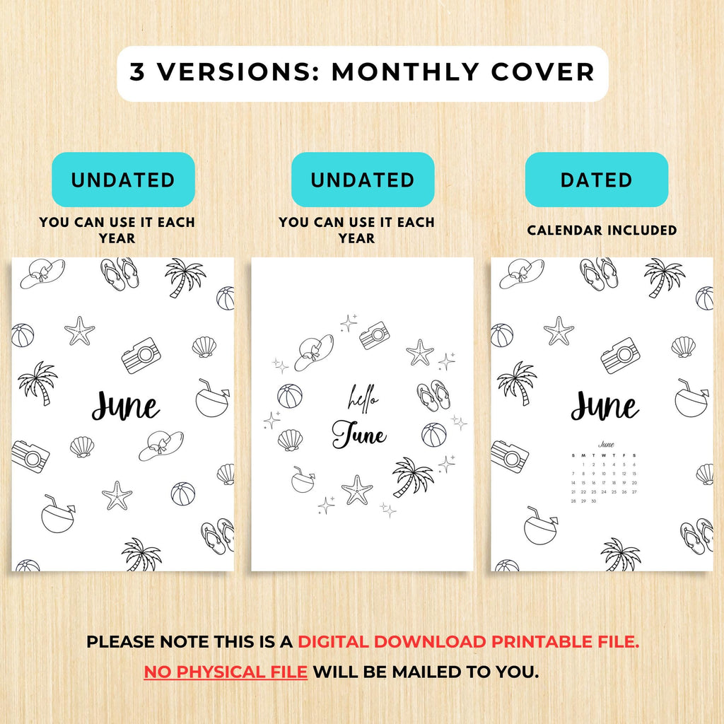 Budget Tracker — June Journal Bundle, Printable Journal pages, June Calendar, Habit Tracker, Monthly Tracke... | Mindfulness printable