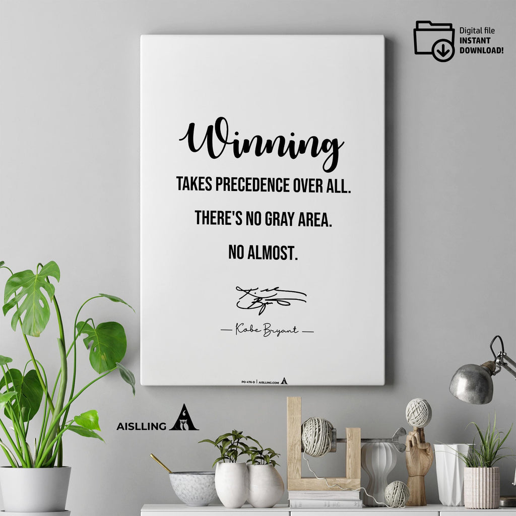 Digital Download — Kobe Bryant Poster, Minimalist Basketball Printable Quote Wall Art, NBA Black Mamba Moti... | Aislling printable