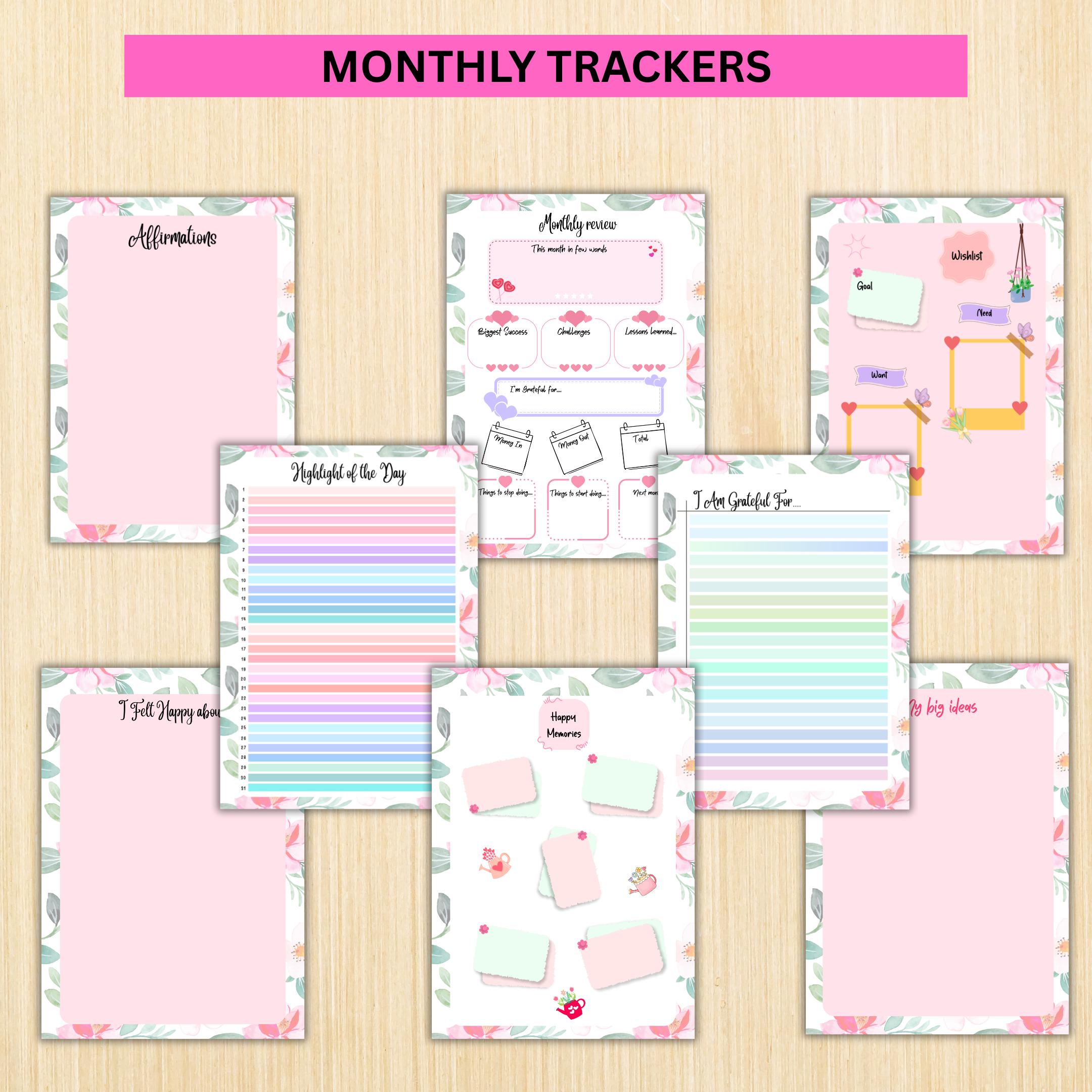 Digital Planner — MARCH Planner Bundle, Habit Tracker, Saving Planner, Mental Health, Gratitude, Mood Track... | Mindfulness printable