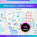 Digital Planner — MARCH Planner Bundle, Habit Tracker, Spring Planner, Mental Health, Gratitude, Mood Track... | Mindfulness printable