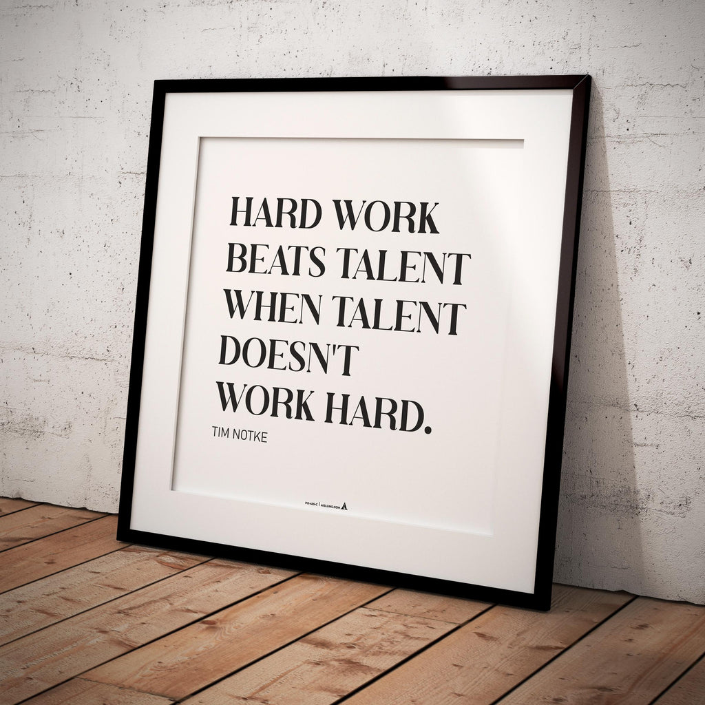 Aislling — Motivational Wall Art Home, Office, or Sports Room, Sports Art Tim Notke Quote "Hard Work Beats ... | Aislling printable