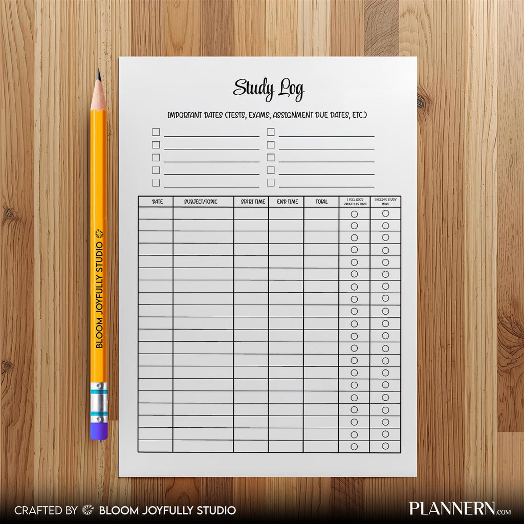 Academic Planner — Study log Tracker Printable, Study Planner Sheet, Student Study Organiser, Study Routine... | Bloom Joyfully printable