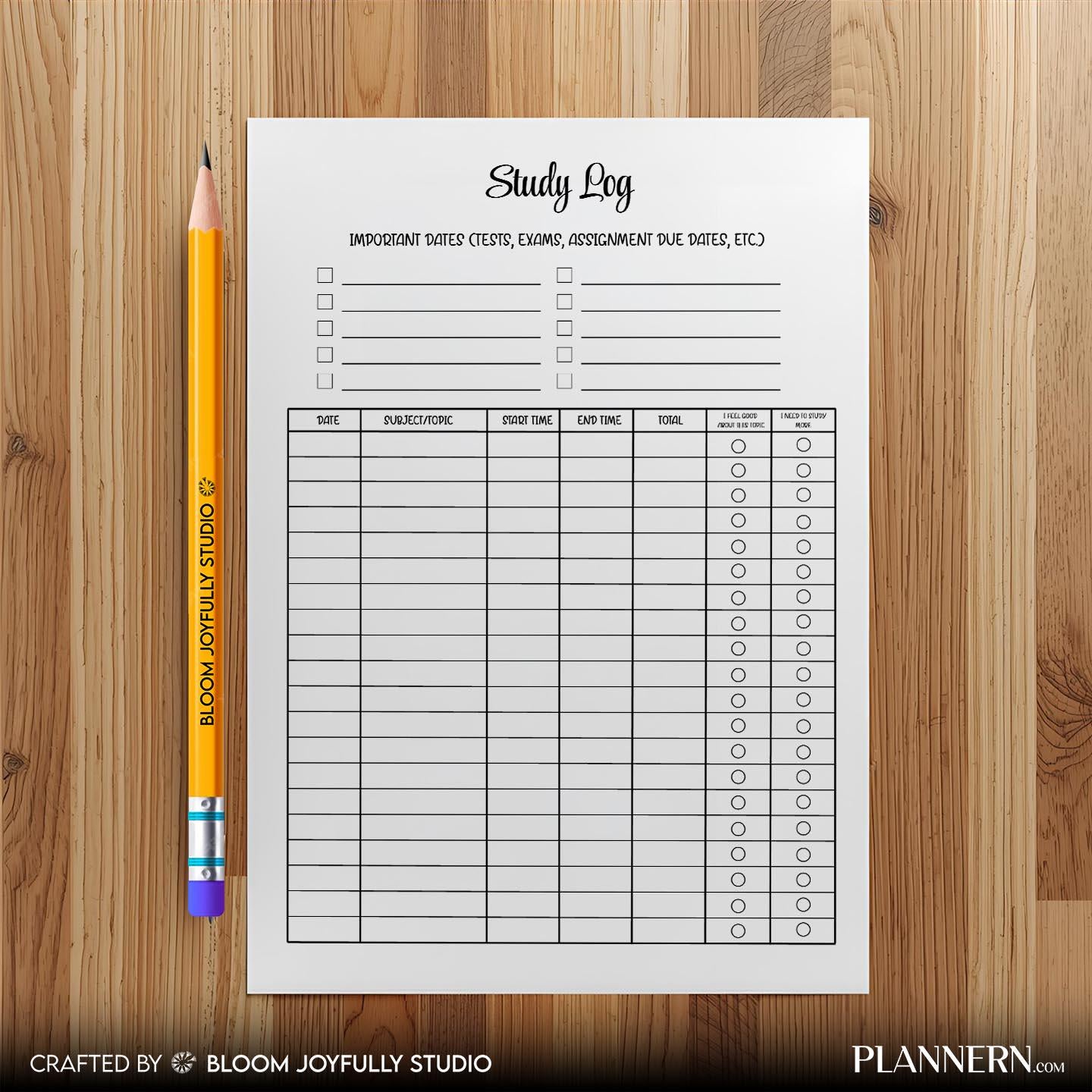 Academic Planner — Study log Tracker Printable, Study Planner Sheet, Student Study Organiser, Study Routine... | Bloom Joyfully printable