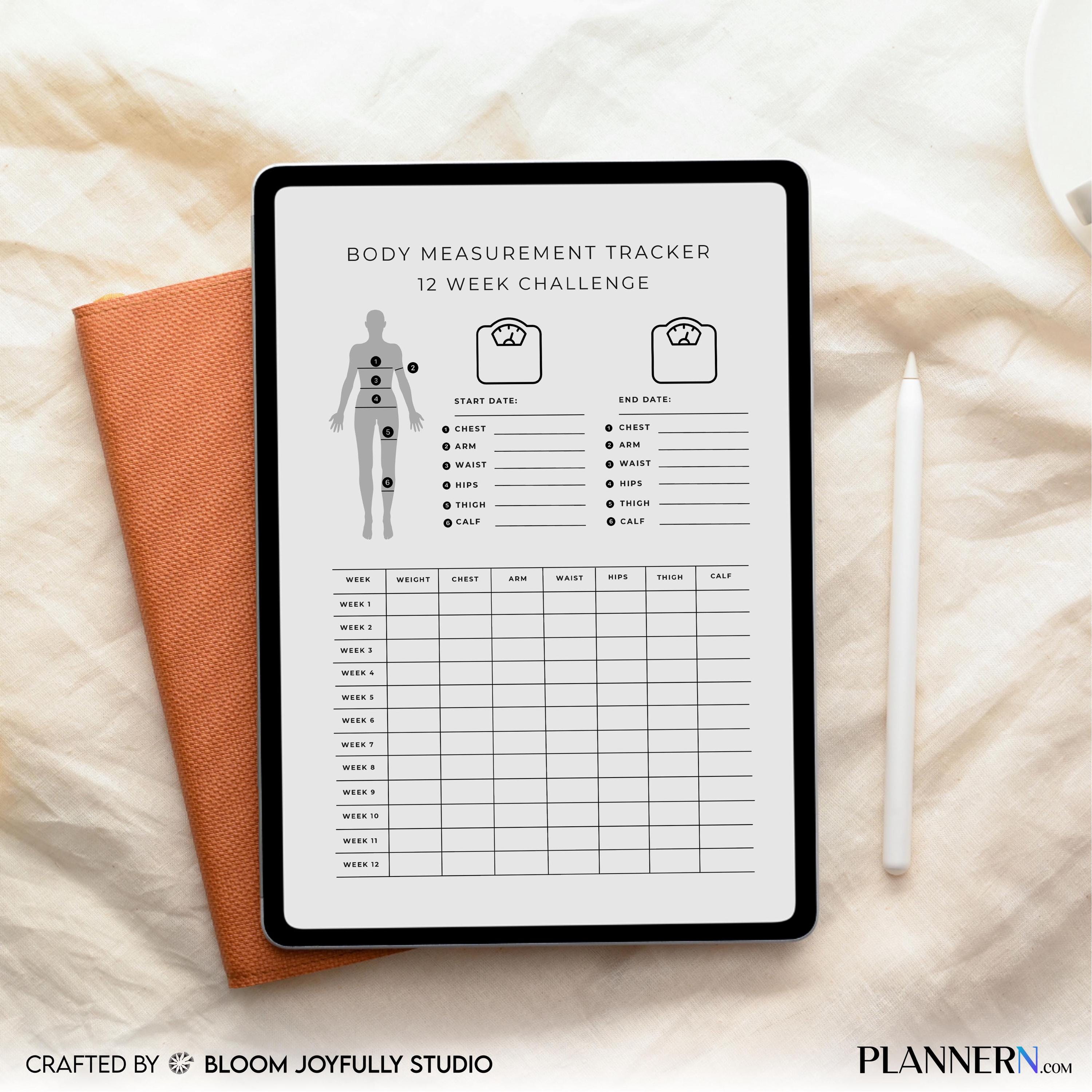 Body Measurement Tracker PRINTABLE, Weight Loss, Body Transformation before and After, Fitness Tracker, Hea... | Nutri Track printable