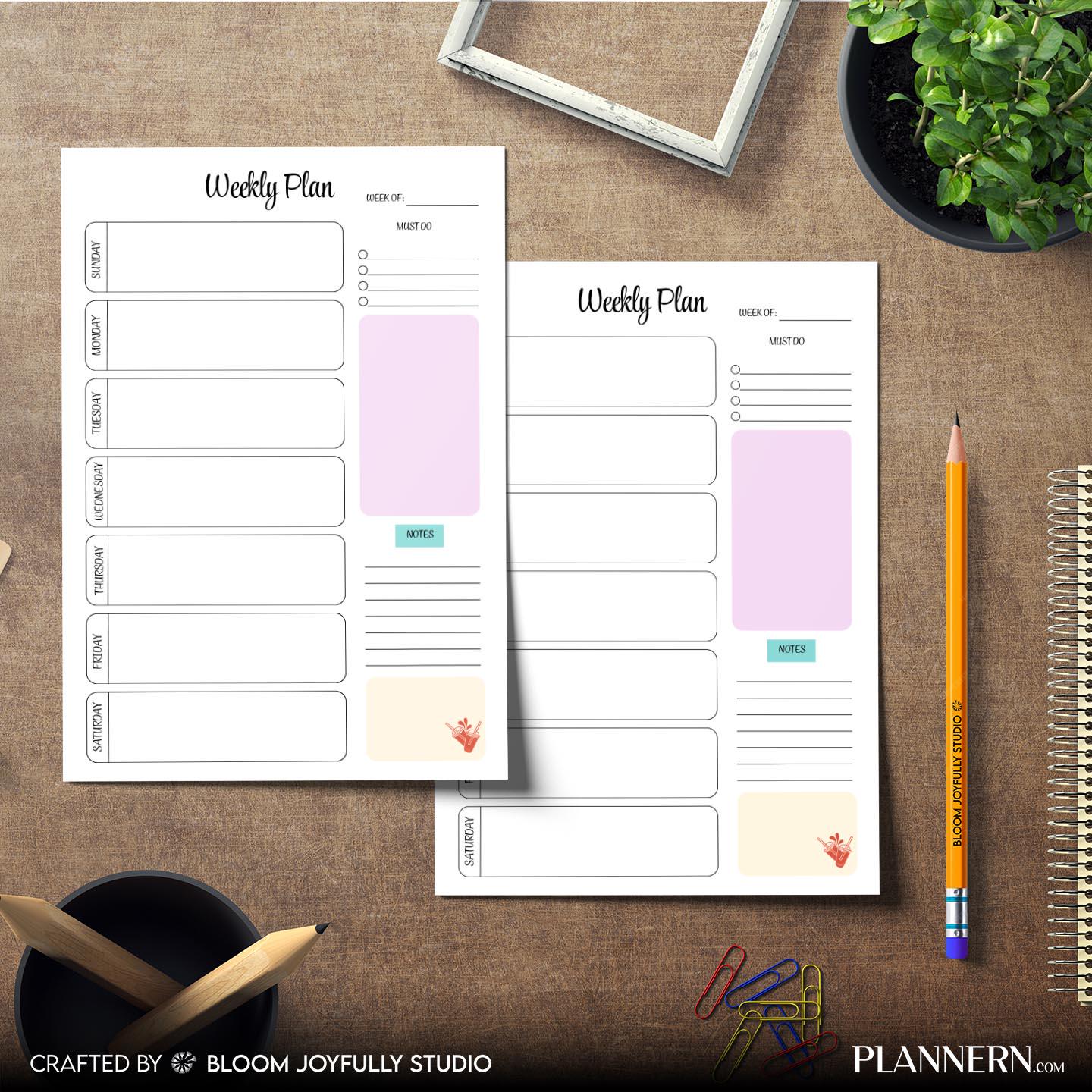 Daily Planner — Weekly Planner Printable, Weekly Schedule Organiser, To Do List Planner, Weekly Plan, Weekl... | Bloom Joyfully printable