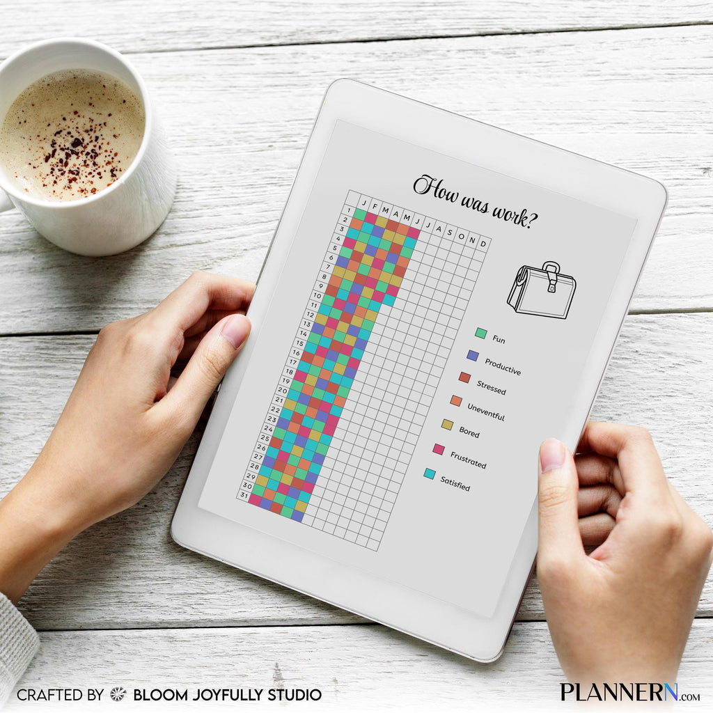 Daily Reflection — How Was Work Tracker PRINTABLE, Yearly Work Reflection Tracker, Mood Tracker, Feelings T... | Mindfulness printable
