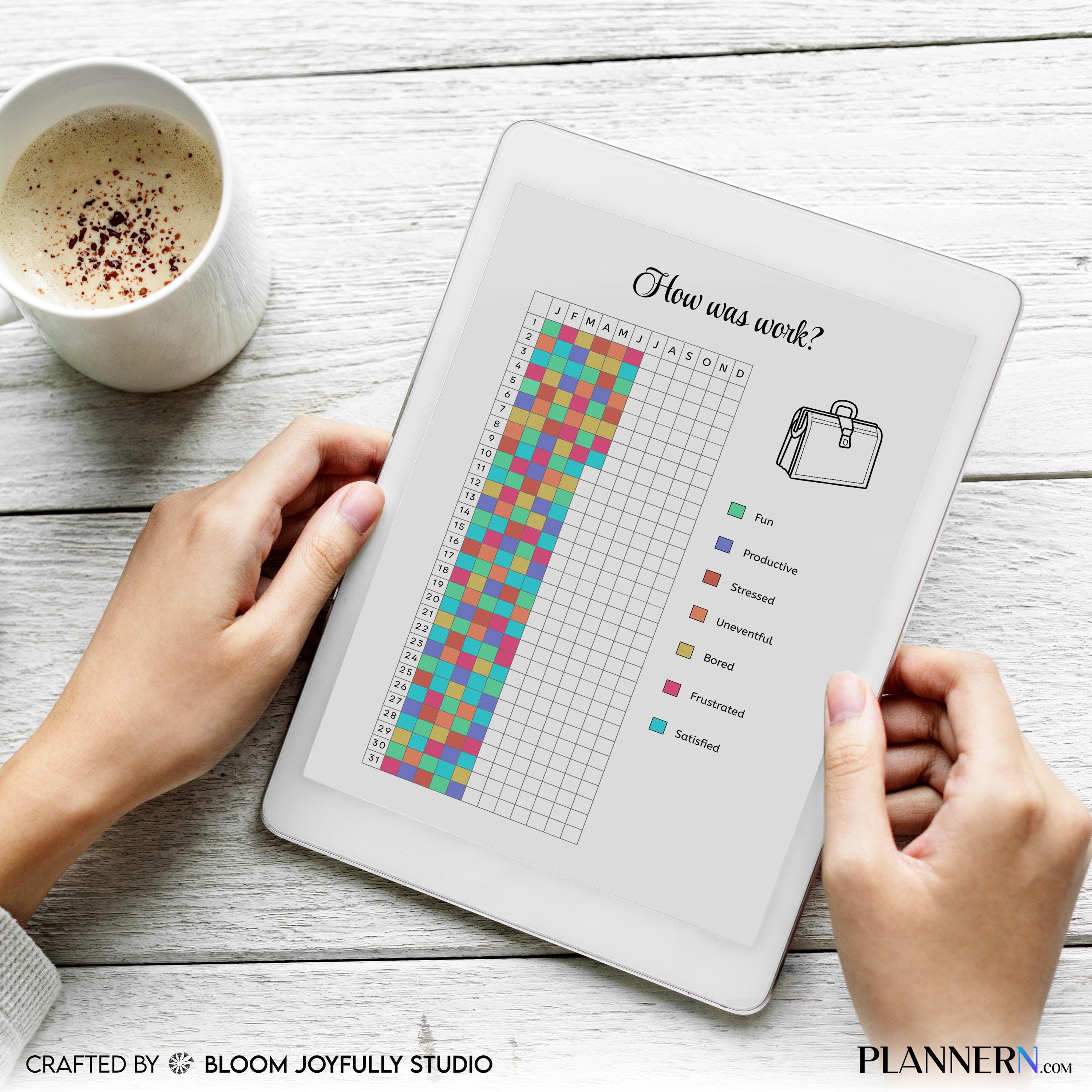 Daily Reflection — How Was Work Tracker PRINTABLE, Yearly Work Reflection Tracker, Mood Tracker, Feelings T... | Mindfulness printable