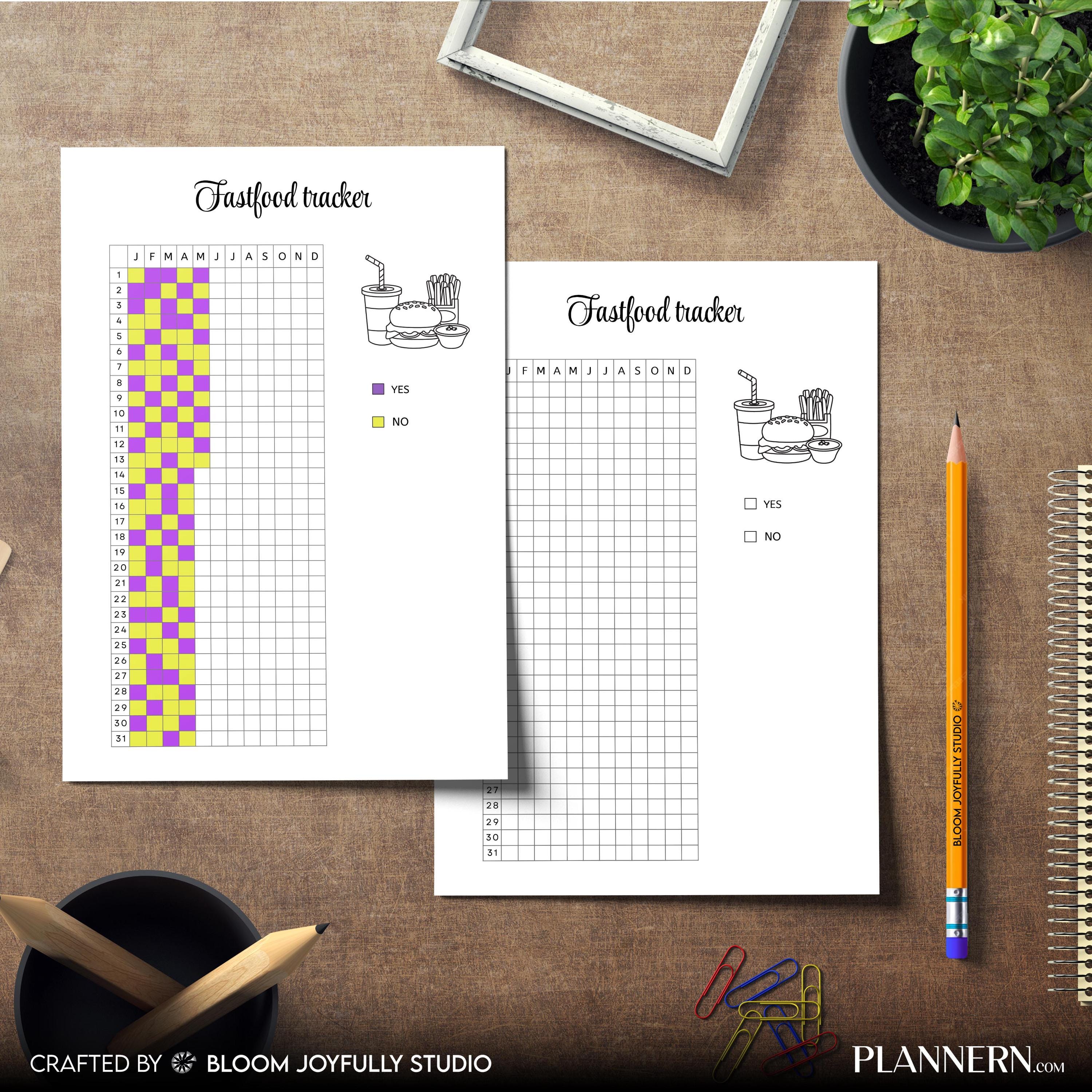 Diet Tracker — Fast Food Tracker PRINTABLE, Junk Food Tracker, Takeout Tracker, Junk Food Log, Daily Food L... | Nutri Track printable