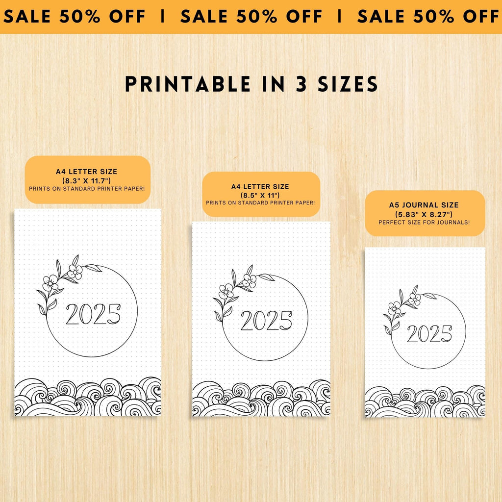 2025 Cover Pages — 2025 Bullet Journal Cover Page, PRINTABLE Title Page, 2025 Planner Cover, BUJO Cover Pag... | Bloom Joyfully printable