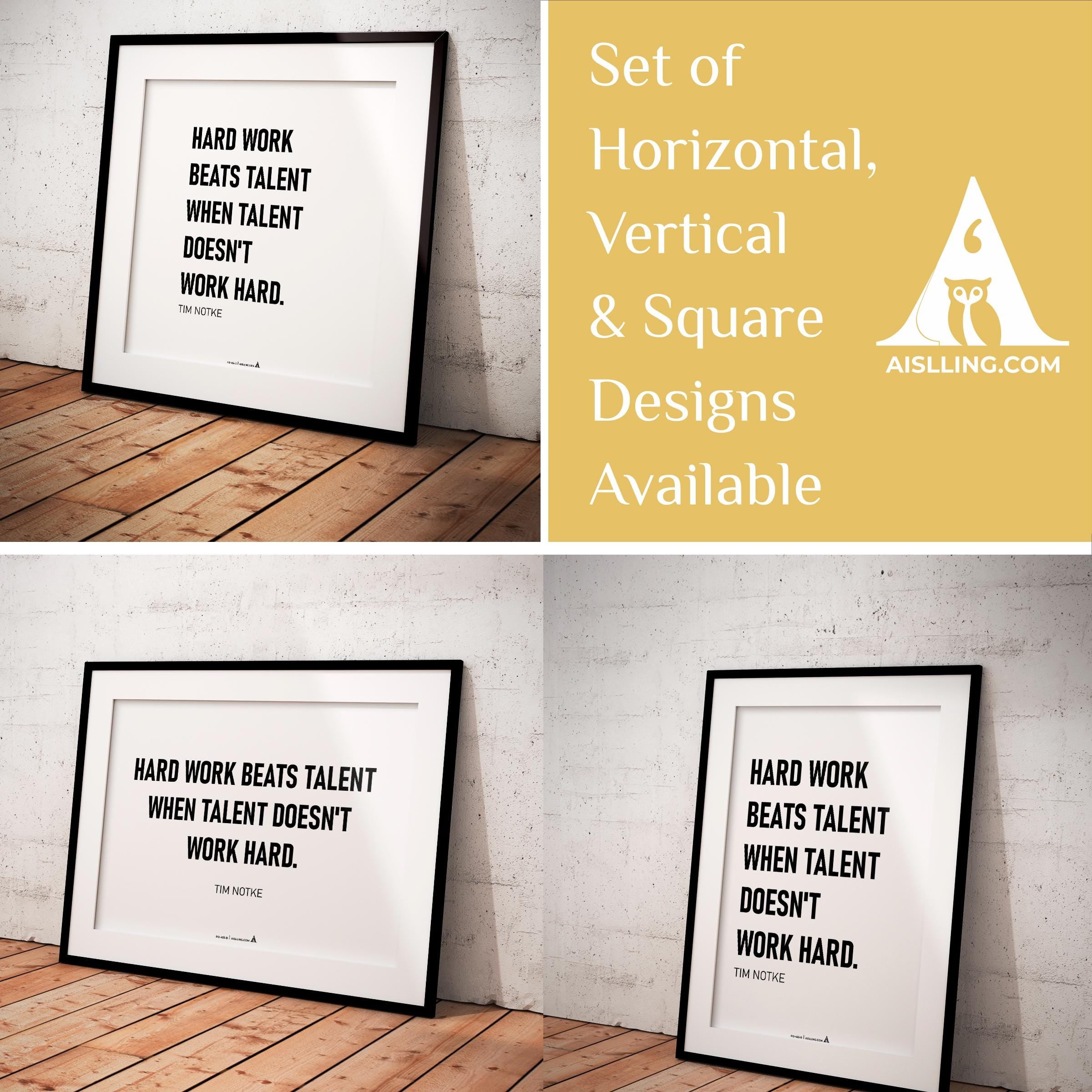 Aislling — Motivational Wall Art Home, Office, or Sports Room, Sports Art Tim Notke Quote "Hard Work Beats ... | Aislling printable