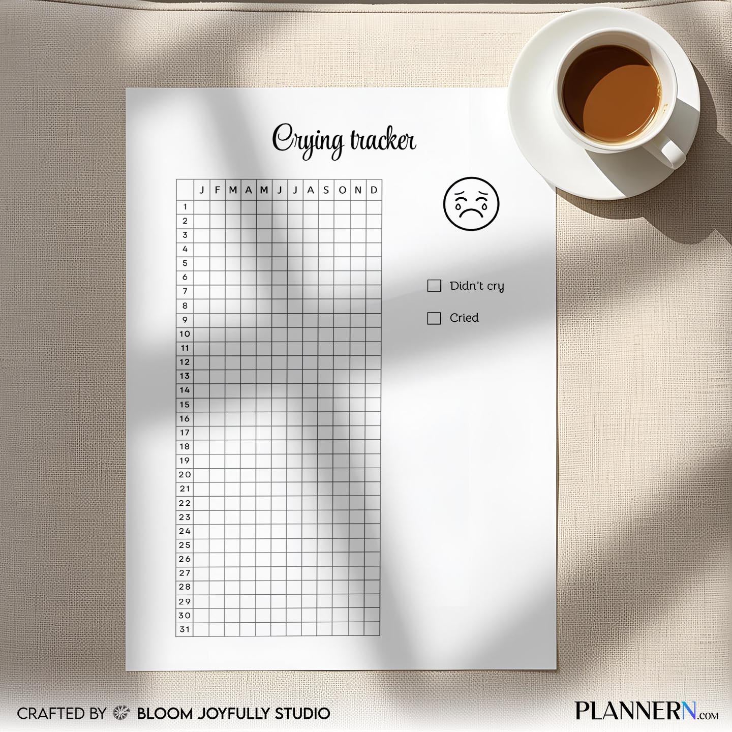 Anxiety Tracker — Crying Tracker PRINTABLE, Mental Health Tracker, Emotional Release Log, Crying Pattern Tr... | Mindfulness printable