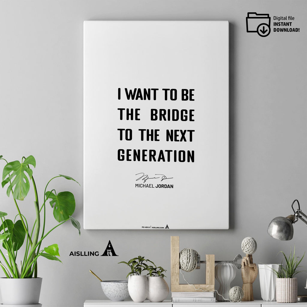 Athlete Quote — Michael Jordan Quote Printable Wall Art, "I want to be perceived", Motivational Basketball ... | Aislling printable