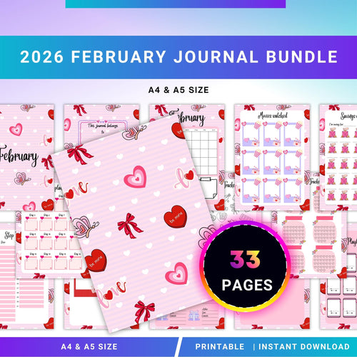 Aesthetic Planner — FEBRUARY Self, Love Bundle, Daily Reflection, Mental Health, Gratitude, Mood Tracker, A... | Mindfulness printable