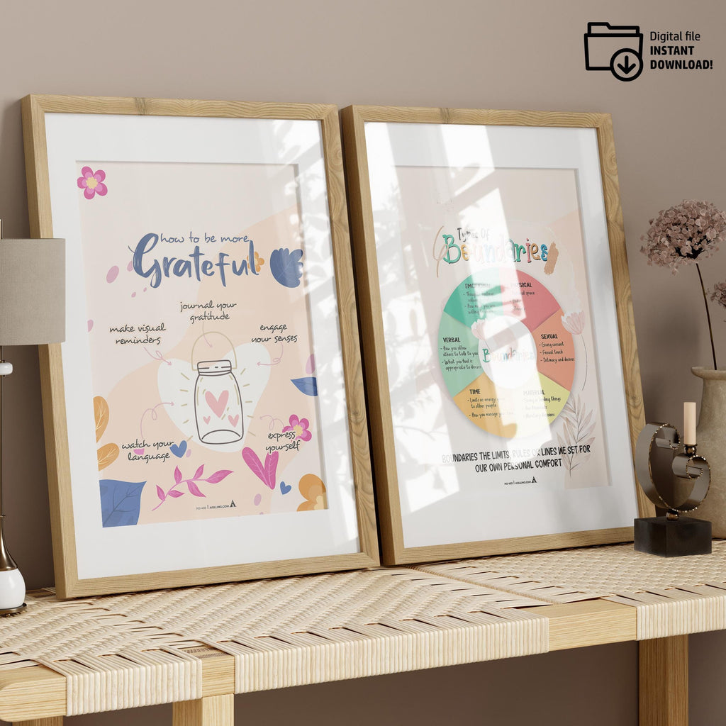 Adhd Worksheets — Set of 6 Prints, Therapist Office Decor Posters Mental Health Art Print Bundle (Digital D... | Mindfulness printable