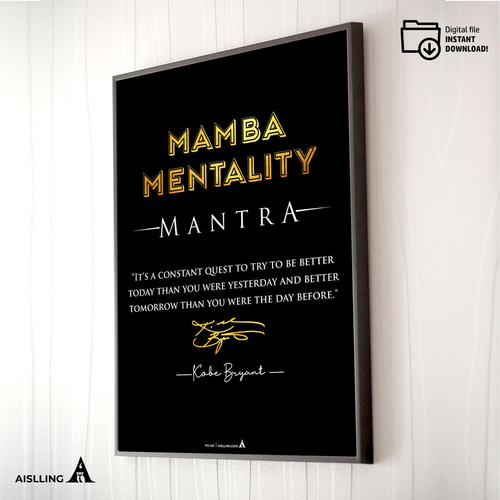 Aislling — Minimalist Mamba Mentality Quote, Kobe Bryant Mamba Mentality Definition Posters, NBA Black Mamb... | Aislling printable