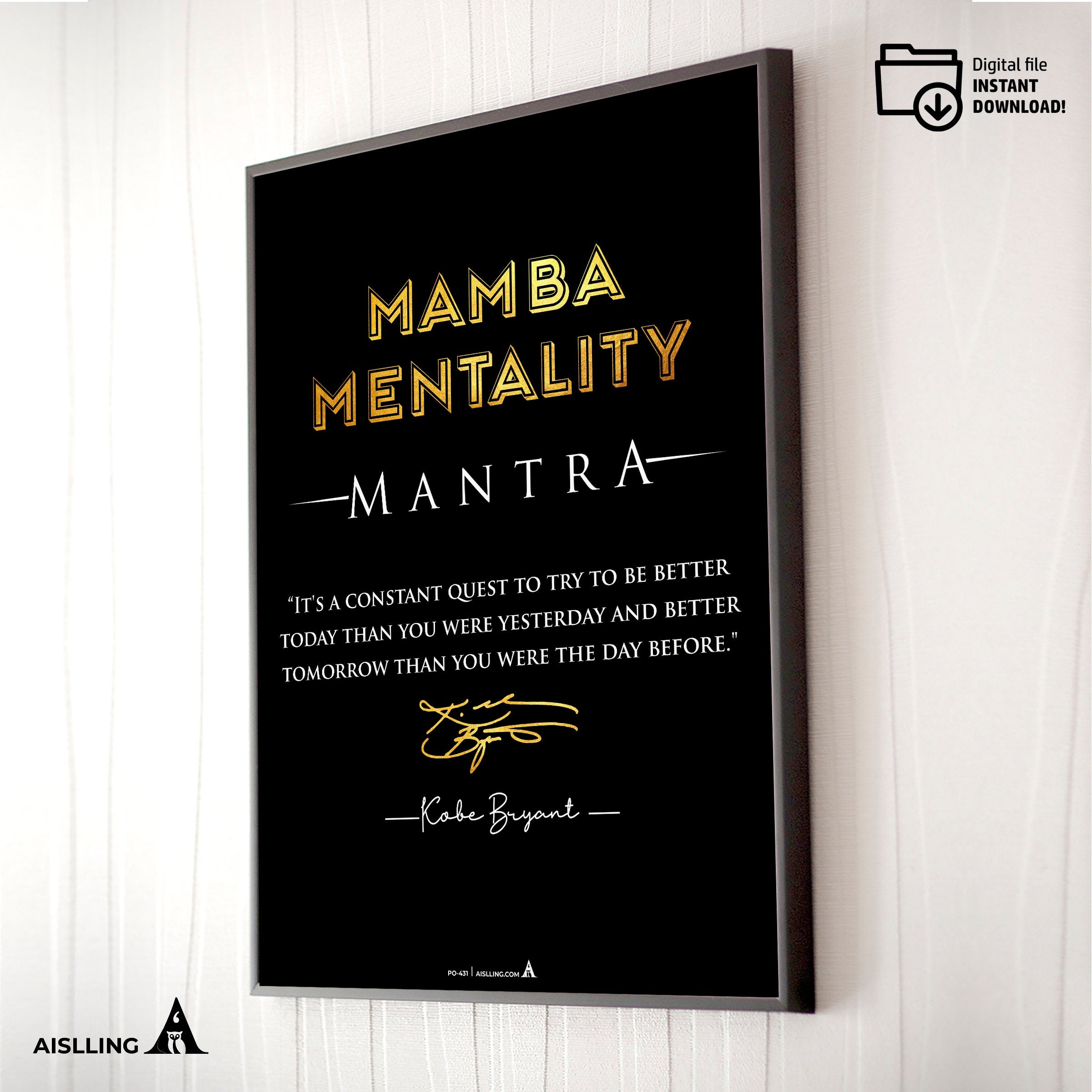 Aislling — Minimalist Mamba Mentality Quote, Kobe Bryant Mamba Mentality Definition Posters, NBA Black Mamb... | Aislling printable